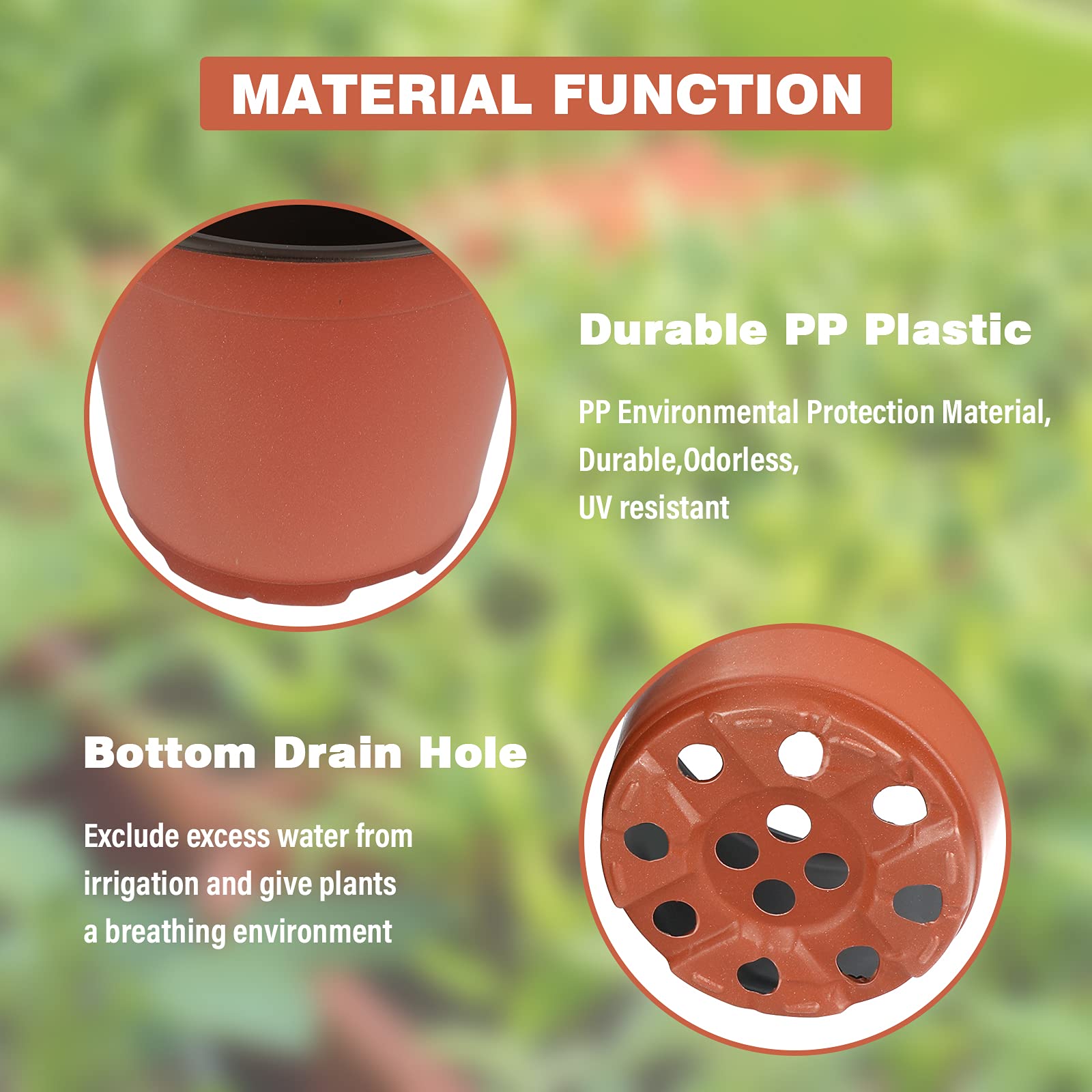KINGLAKE 50 Pack 6 Inch Plastic Seedling Pots - Reusable Nursery Plant Containers for Flowers, Herbs, Vegetables | Indoor Gardening, Greenhouse & Outdoor Planting Starter Trays