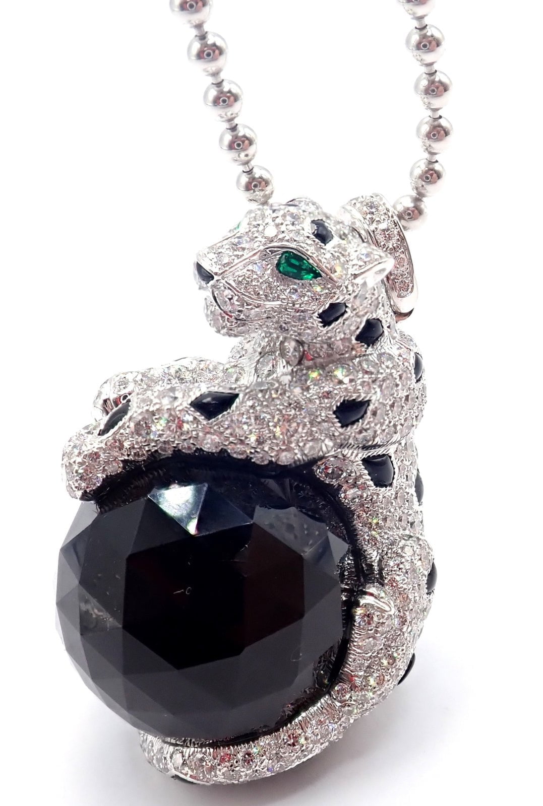 Cartier Panthere 18k Gold Diamond Emerald Onyx Pendant Necklace - Luxury Jewelry for Women, Perfect for Evening Gala & Special Occasions