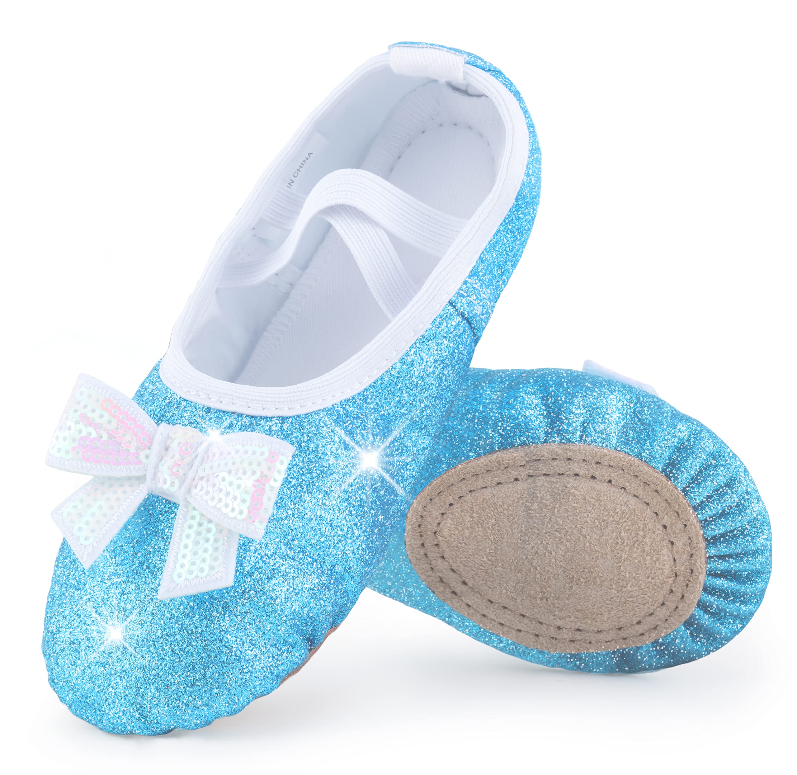 WYHDY Girls Ballet Shoes Split-Sole Glitter Dance Flats for Toddlers & Kids - Perfect for Ballet Class, Recitals, and Dance Performances
