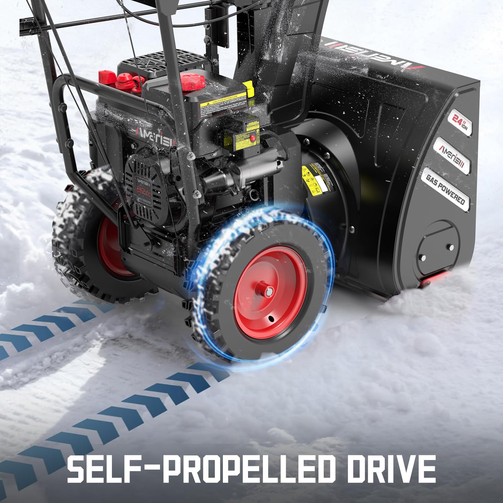 24-Inch 212cc Gas Powered Two-Stage Snow Blower with Electric Start - Self-Propelled, LED Headlight & 13