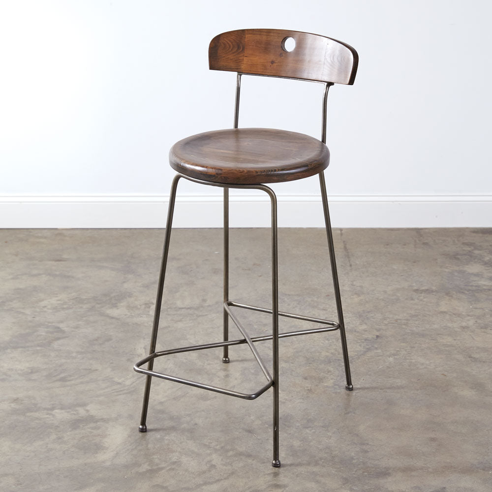 Rustic Industrial Farmhouse Bar Stool - Heavy Duty Metal & Wood Counter Height Stool for Kitchen Island, Breakfast Nook & Home Bar Decor