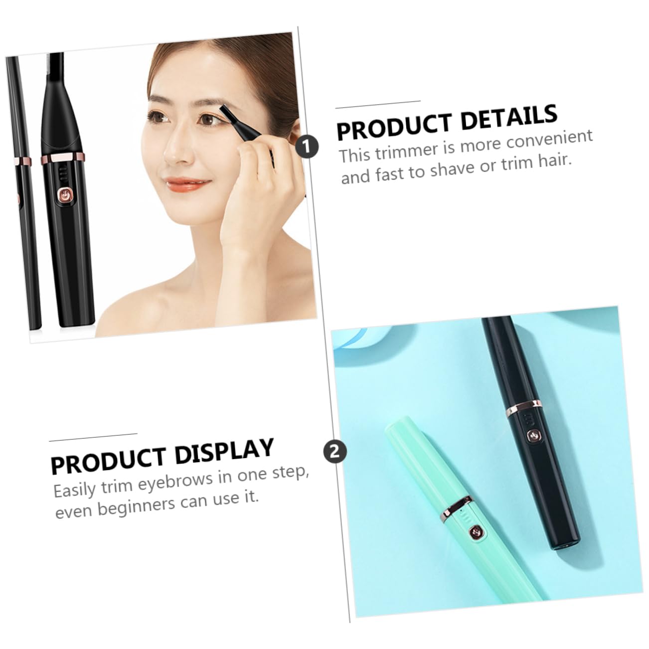 1 PC Electric Eyebrow Trimmer - Rechargeable Eyebrow & Facial Hair Shaver for Women & Men - Painless Hair Remover for Eyebrows, Mustache & Face Grooming - Black ABS Design - Perfect for Travel, Home & Salon Use