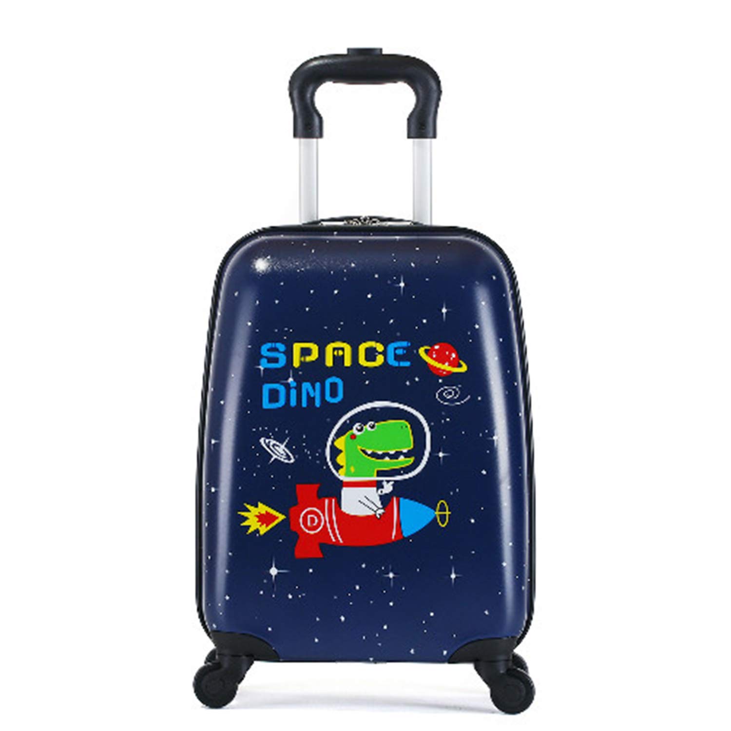WCK Cartoon Kids Carry-On Luggage Set with Upright Rolling Wheels - Space Themed Travel Suitcase for Boys & Girls - Perfect for Airplane Trips, Family Vacations & School Travel