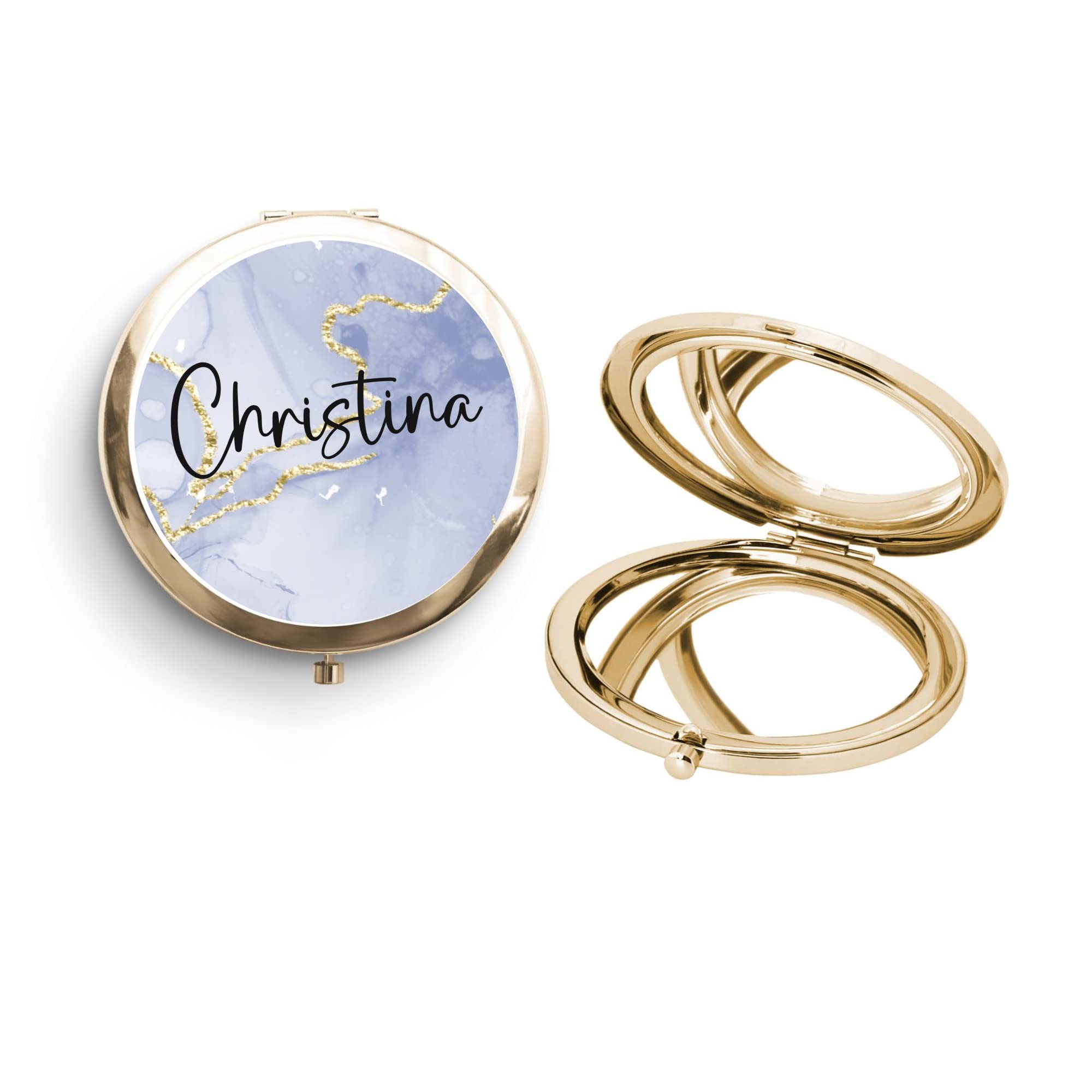Personalized Compact Mirror for Women & Teen Girls - Rose Gold Pocket Mirror with Hot Pink Case, Perfect for Makeup Touch-Ups, Travel, and Stocking Stuffers