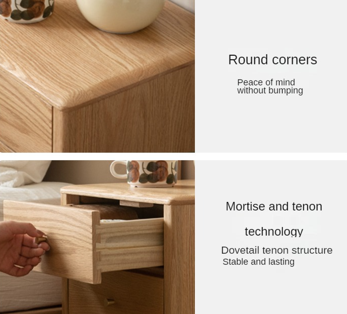 Solid Wood Nightstand - Oak & Cherry Wood Bedside Table for Bedroom, Modern & Rustic Style | Perfect for Bedrooms, Guest Rooms & Home Decor