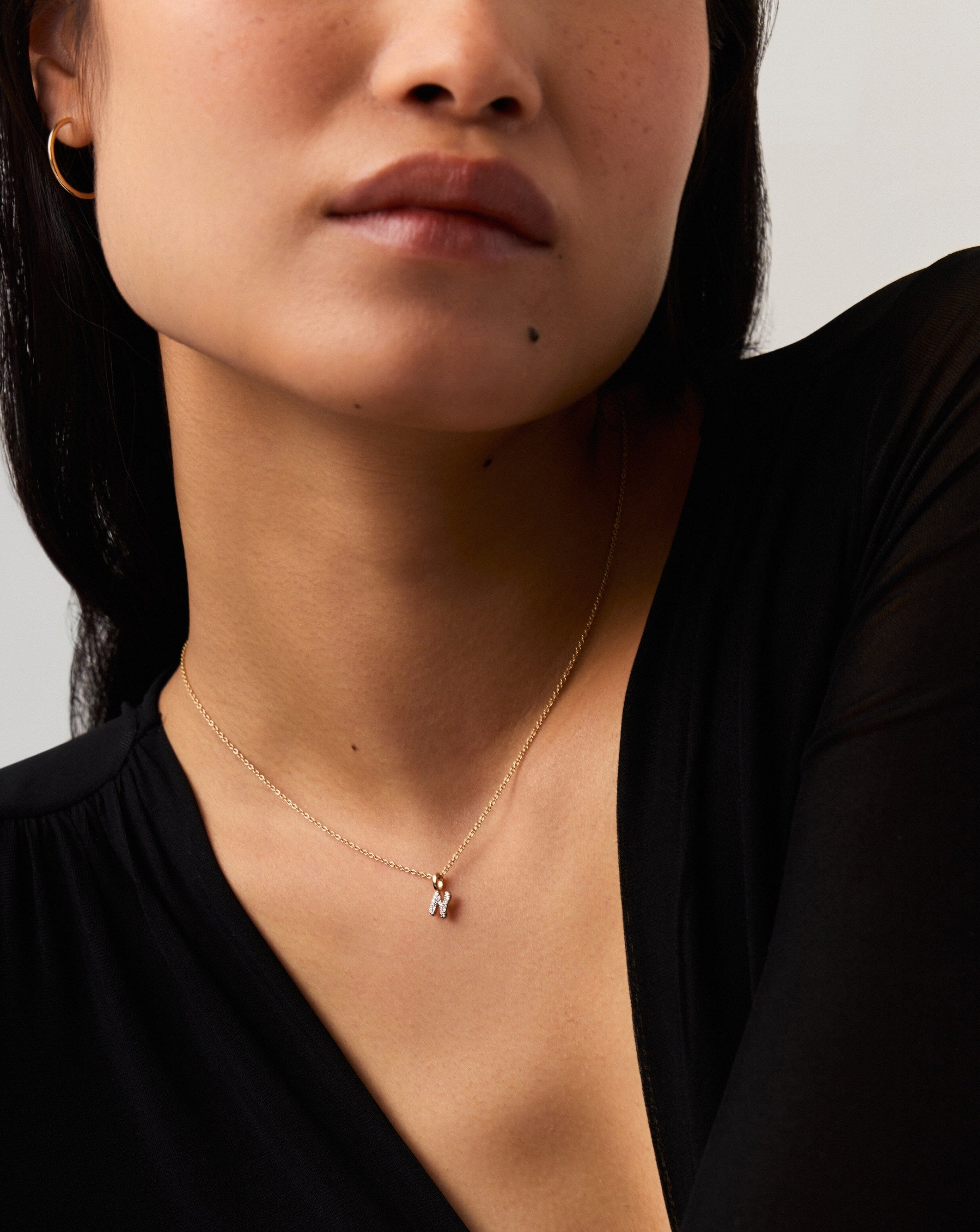 Fine Diamond Initial Mini Pendant Necklace - 14k Solid Yellow Gold Plated with Genuine Diamonds | Personalized Jewelry Gift for Women, Girls | Perfect for Birthdays, Anniversaries & Special Occasions