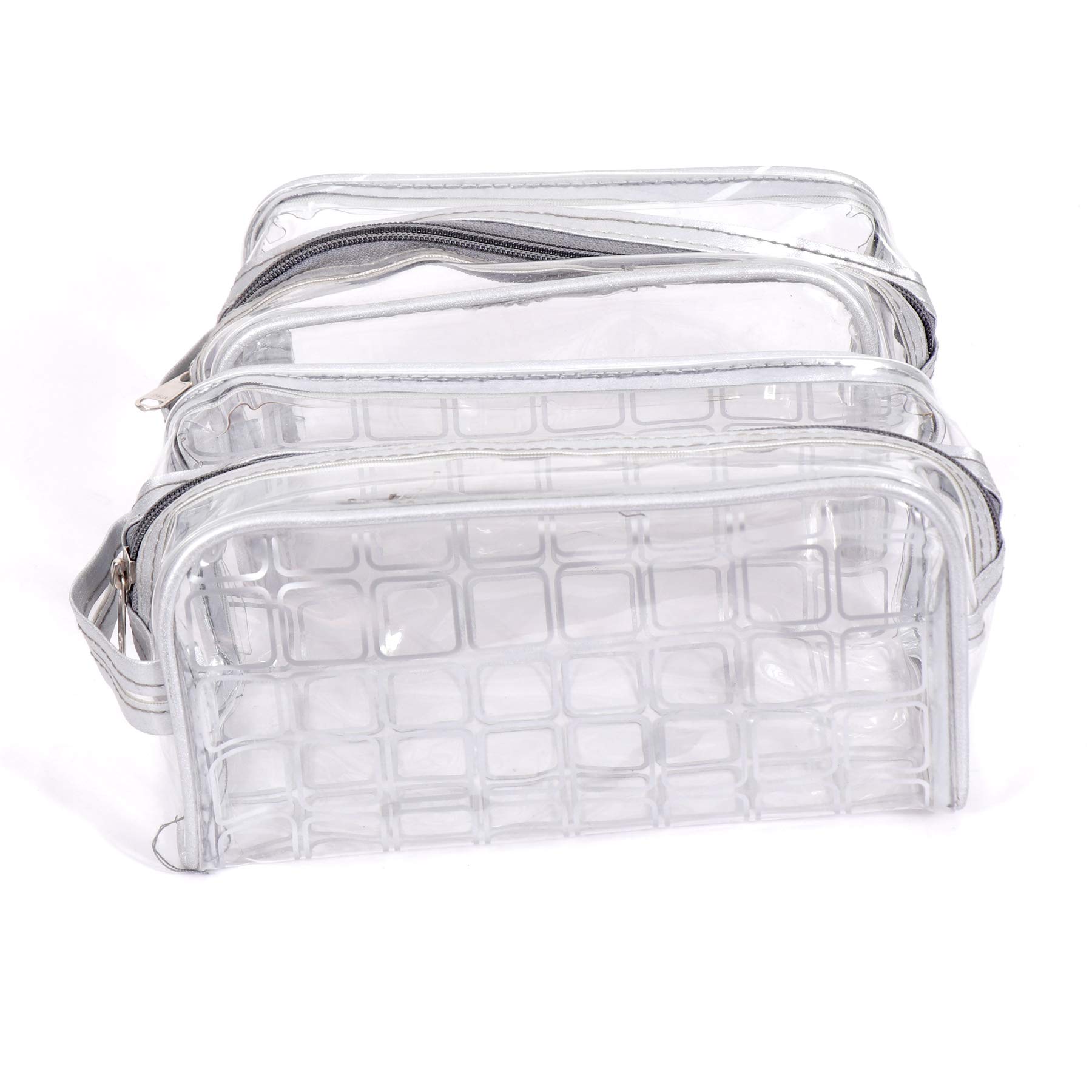 Honbon Clear PVC Cosmetic Bags Set - Waterproof Makeup Travel Toiletry Organizer with Zipper, Packing Cubes (2 Pack) | Perfect for Travel, Gym & Daily Storage