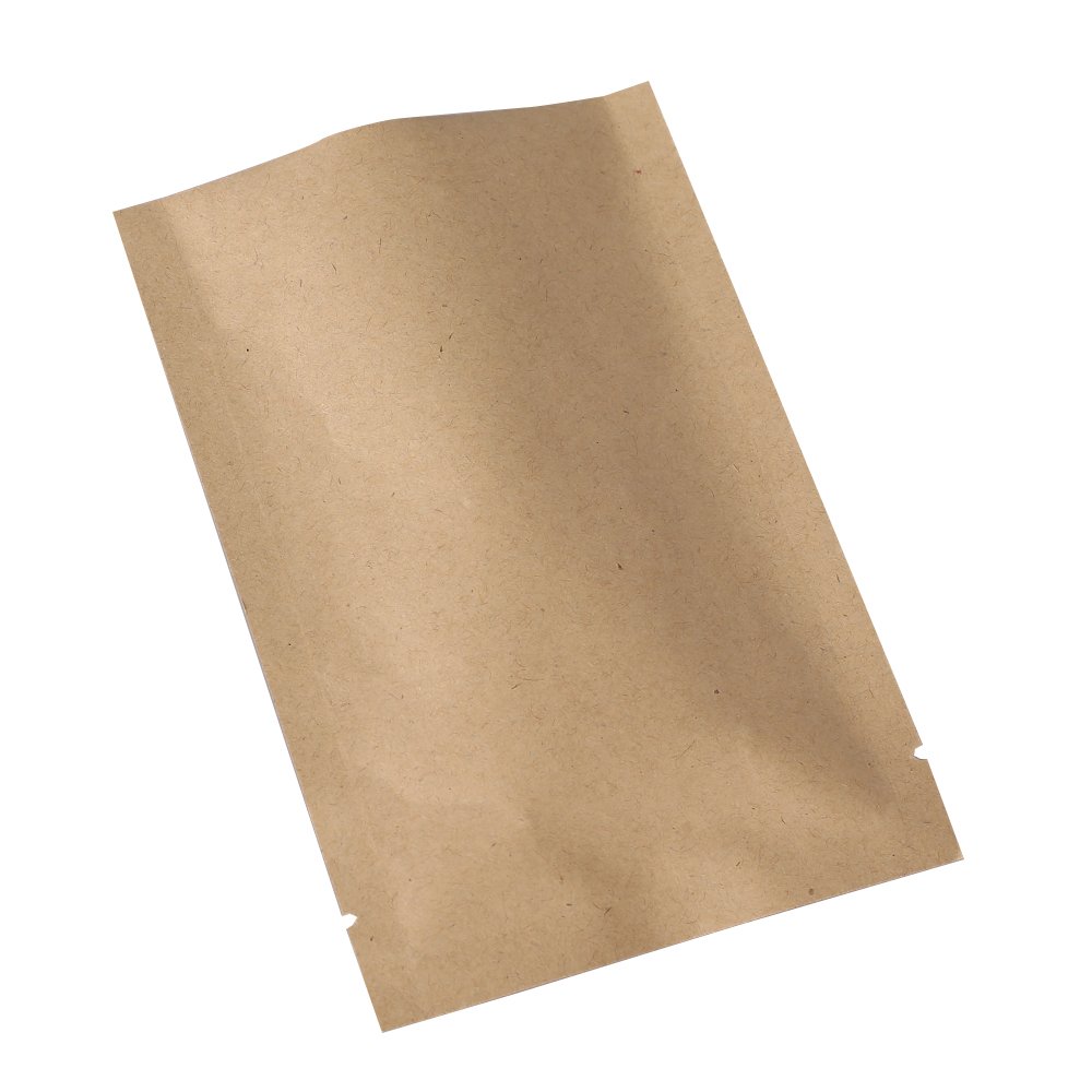 QQ Studio 100pcs Brown Open Top Kraft Mylar Bags 3.5x5.1 Inches - Heat Sealable Packaging for Coffee, Tea, Snacks & Crafts | Resealable Food Storage Bags for Home & Commercial Use