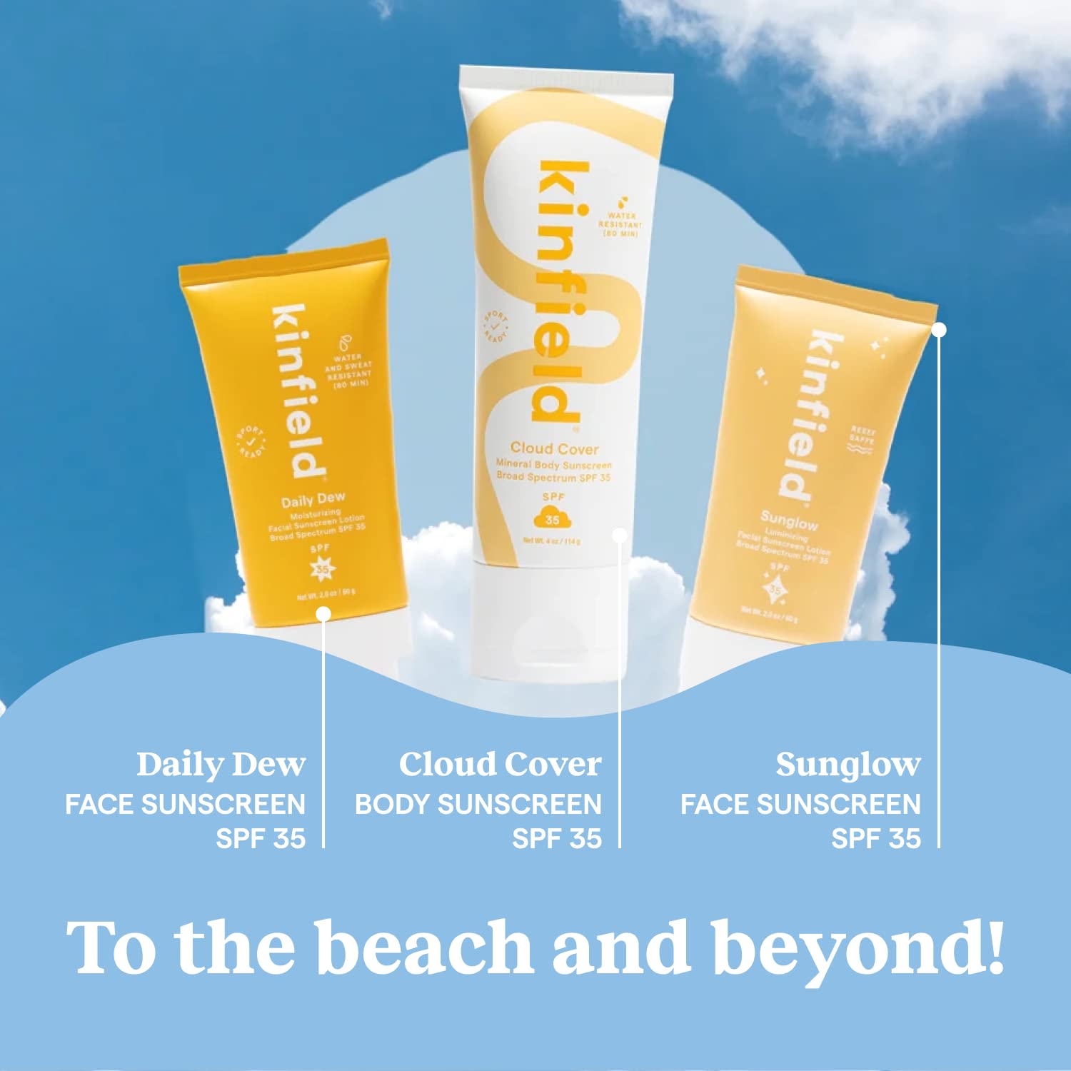Kinfield Mini Daily Dew SPF 35 Hydrating Mineral Sunscreen - Broad Spectrum, Water Resistant, Reef Safe & Cruelty Free - 12 Pack (0.25oz Each) - Perfect for Travel, Gym & Everyday Sun Protection