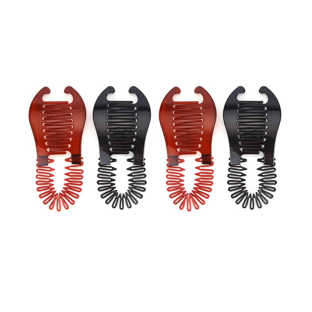 4 Pcs Plastic Banana Hair Clips - Flexible Hair Grips for Ponytails & Hairstyles, Hair Accessories for Women & Girls - Perfect for School, Work & Everyday Use