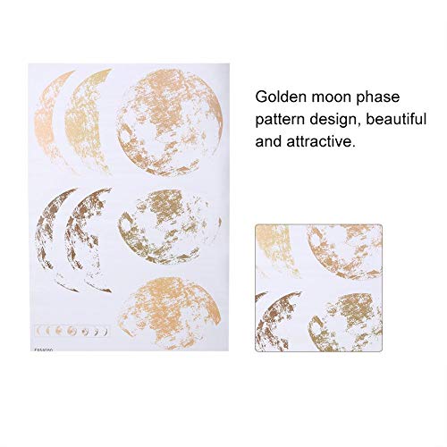 Golden Moon Wall Decal Stickers - Lunar Phase Pattern Removable Vinyl Art for Home & Bedroom Decor - Perfect for Nursery, Living Room, and Office Wall Decoration