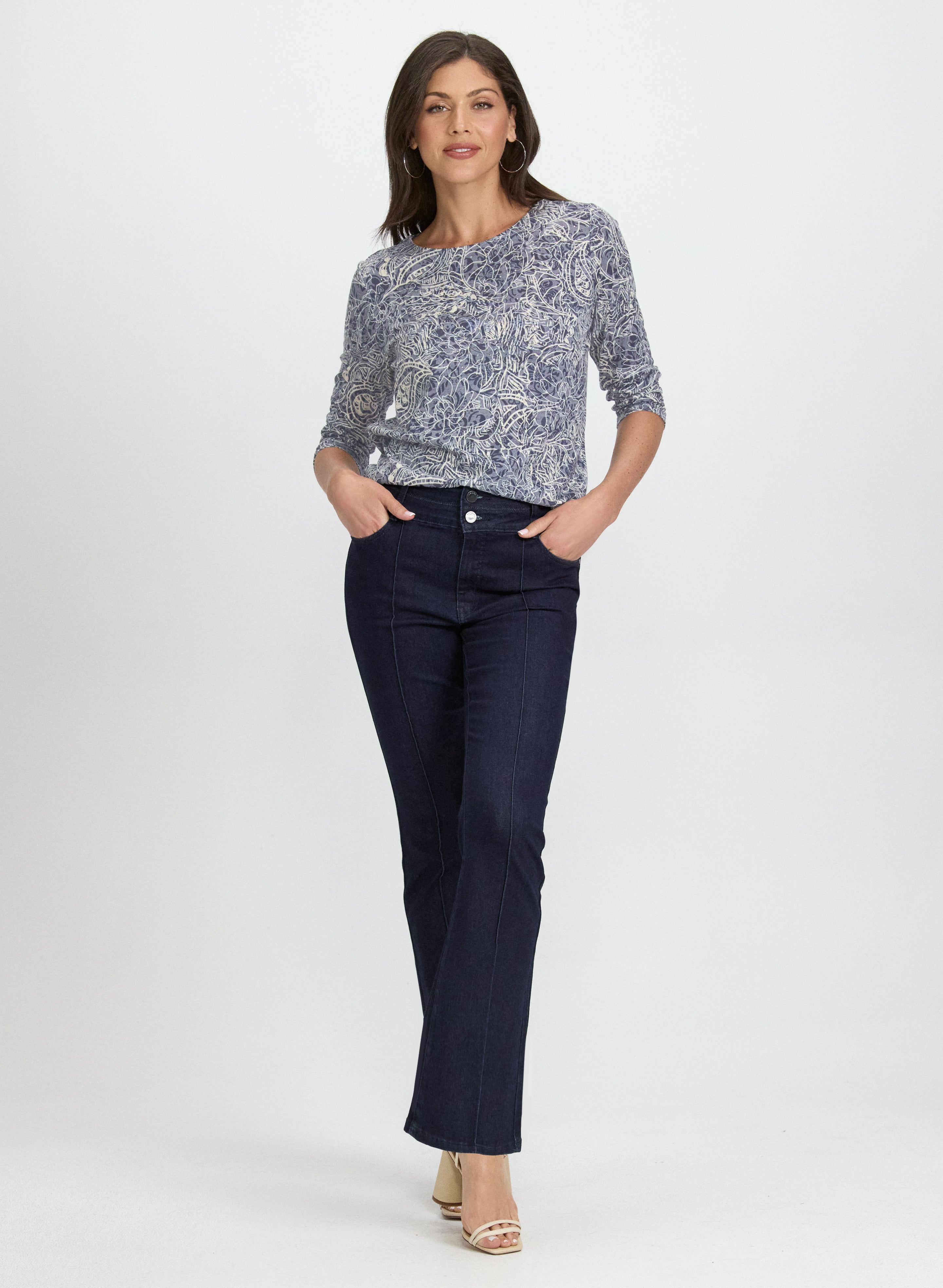 Stylish Embellished Mixed Print Top for Women | Trendy Floral & Geometric Design | Perfect for Casual Outings & Date Nights