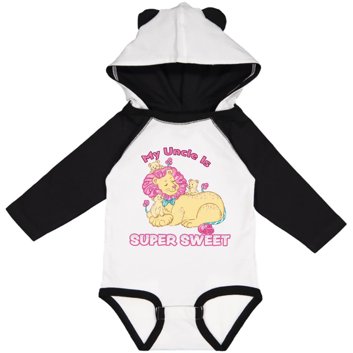 Inktastic My Uncle is Super Sweet Cotton Candy Lions Long Sleeve Baby Bodysuit - Soft & Comfortable for Playtime, Daycare & Family Photos