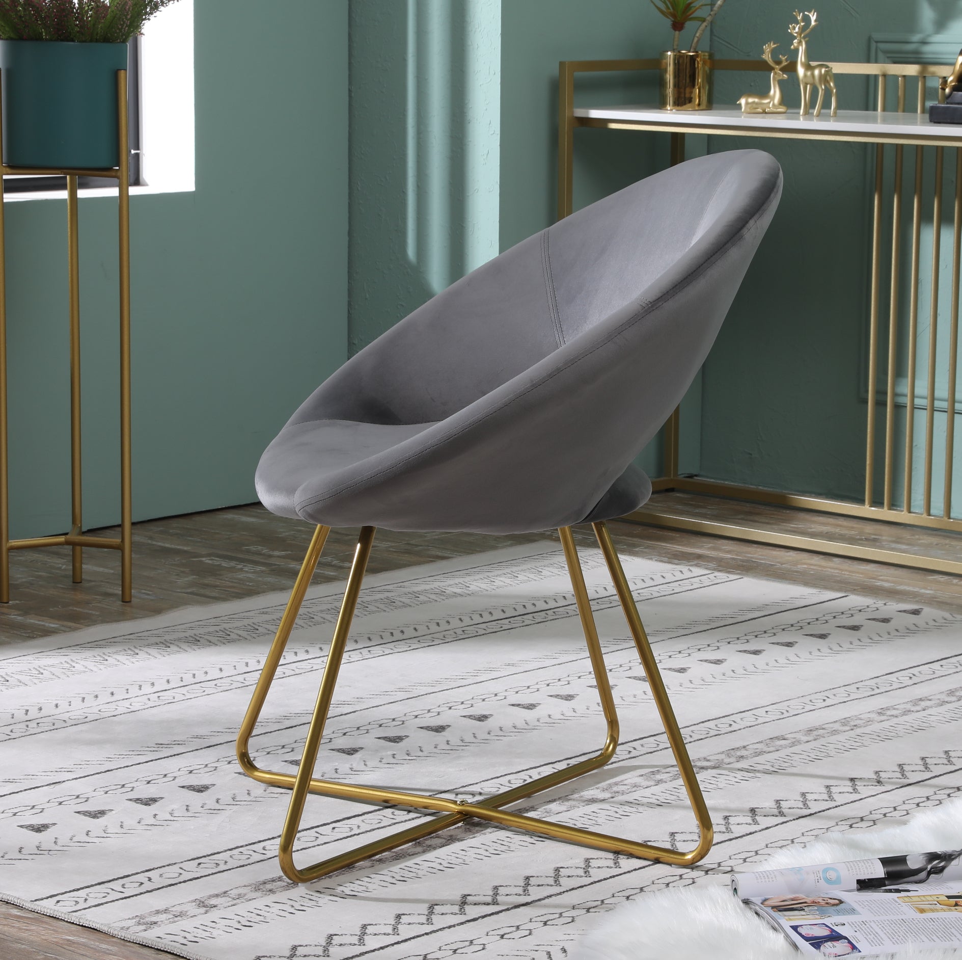 Roundhill Furniture Slatina Silky Velvet Upholstered Accent Chair - Modern Velvet Lounge Chair with Solid Wood Legs for Living Room, Bedroom & Office Decor