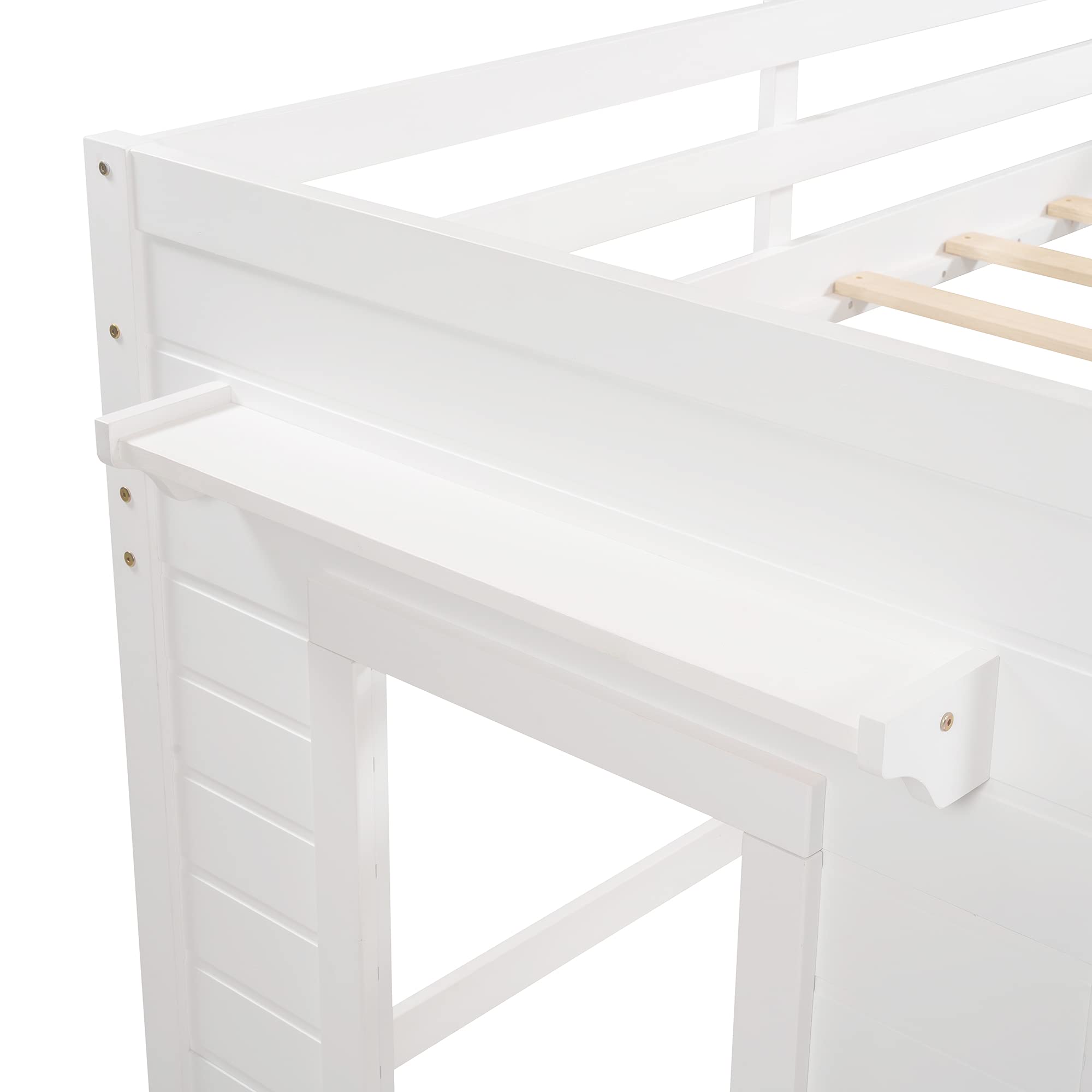 Twin Size Loft Bed with 3 Wide Drawers & Shelves - Sturdy Wooden Bunk Bed for Teens & Adults - Space-Saving Furniture for Small Bedrooms, Dorms & Apartments - No Box Spring Needed
