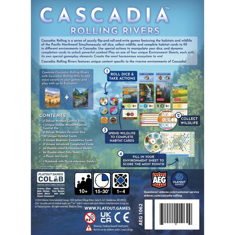 AEG Cascadia Rolling Rivers Dynamic Dice Habitat Board Game - Perfect for Family Game Nights & Strategy Enthusiasts