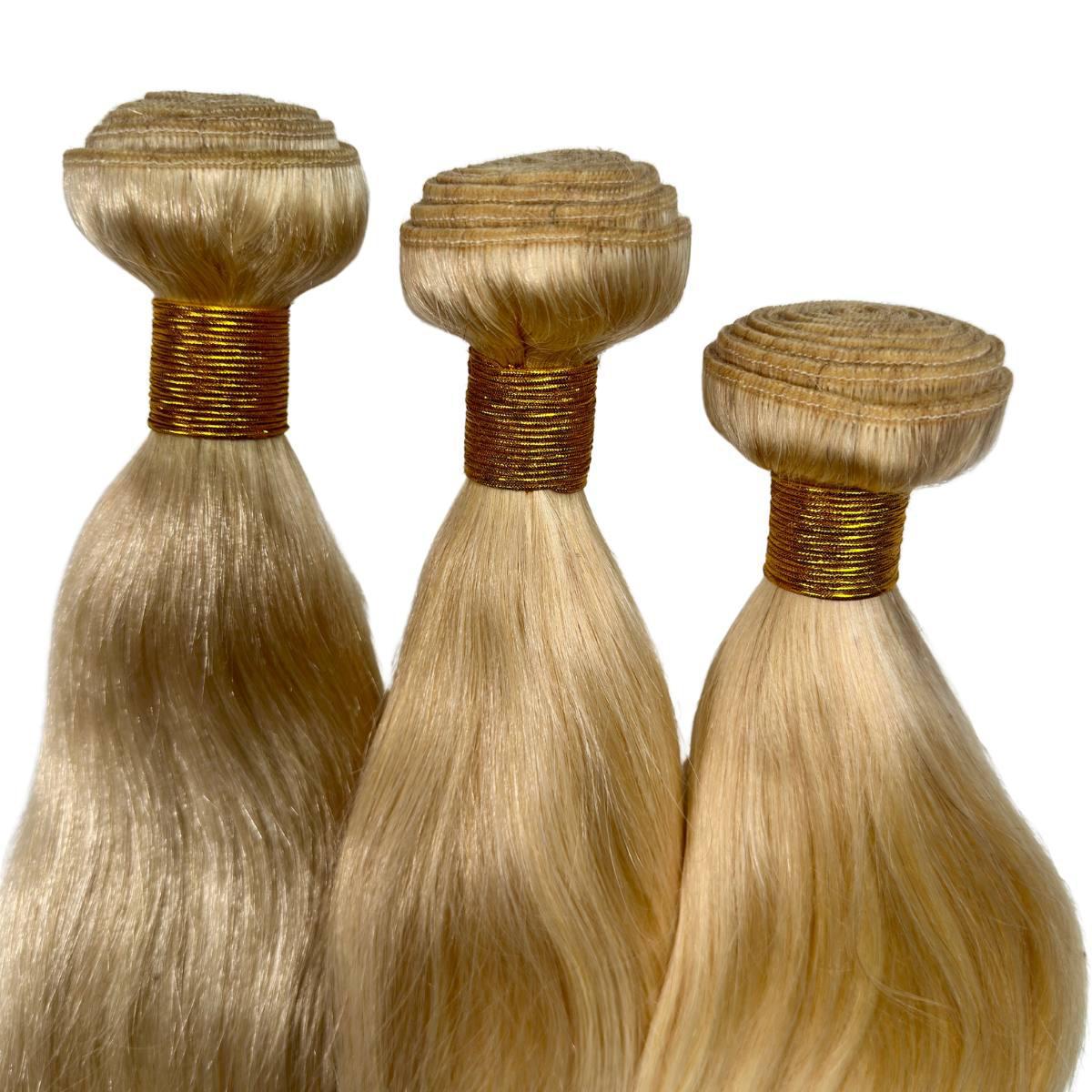 100% Human Straight Blonde Hair Extensions - Natural Remy Hair Bundles for Length & Volume | Perfect for Daily Styling, Weddings & Special Occasions