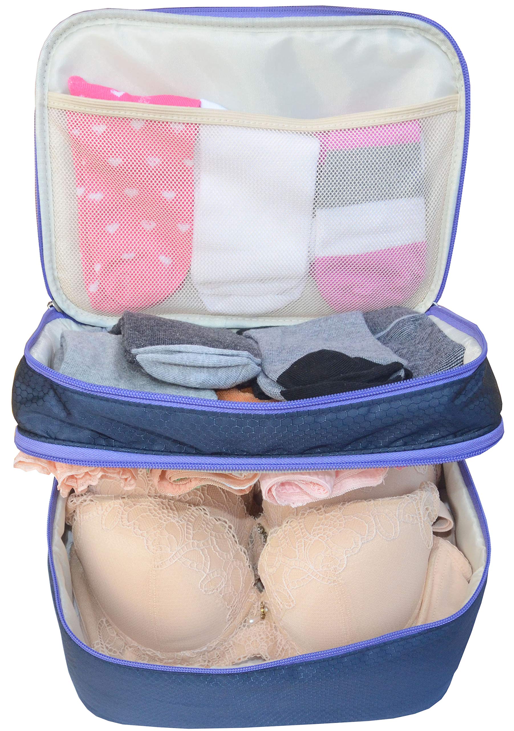 Travel Organizer Underwear Bag - Large Double Layer Packing Storage Bag for Bras, Socks, Underwear & Toiletries | Perfect for Travel, Gym & Organization | Waterproof & Durable