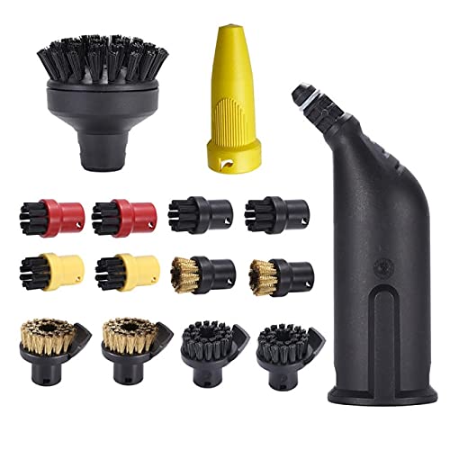 Karcher SC Series SC2 SC3 SC4 SC5 Steam Cleaner Extension Nozzle & Small Round Brush Kit - 15 Piece Set for Deep Cleaning Grout, Tiles, and Hard-to-Reach Areas