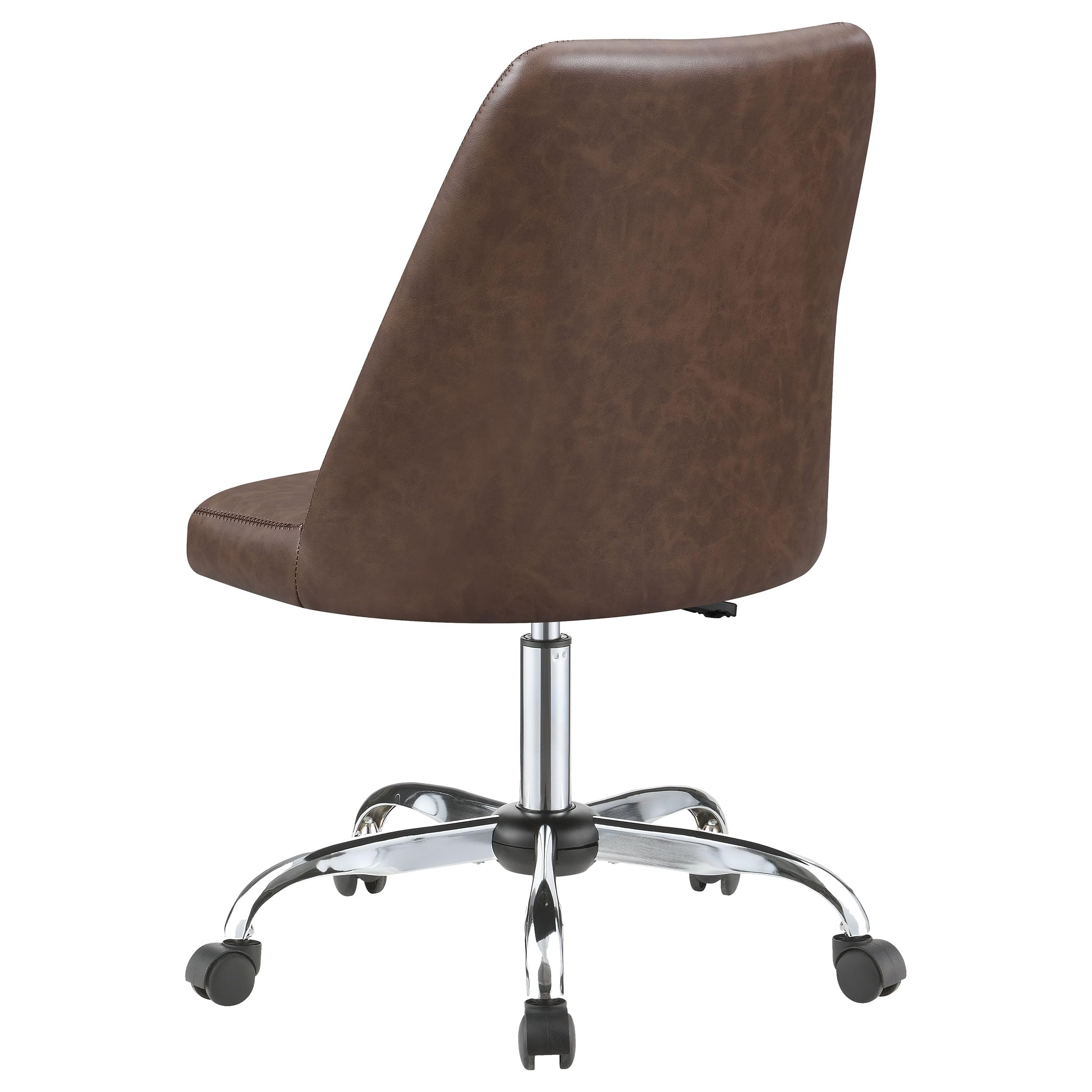 Coaster Home Furnishings Althea Upholstered Adjustable Office Chair - Ergonomic Desk Chair with Lumbar Support, Brown - Perfect for Home Office, Gaming & Study