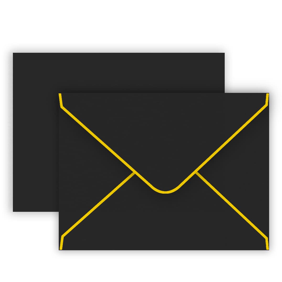 50 Pack A6 Gold Foil Trim Envelopes 4x6 Inches - Elegant Wedding Invitation Envelopes, Graduation & Birthday Cards, Photo Mailers - Perfect for Special Occasions & Professional Correspondence (Black)