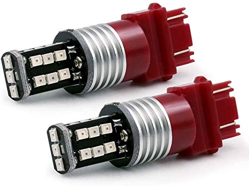 Syneticusa 3156 3157 Red LED Strobe Brake Light Bulbs - Super Bright Wedge High Power 3535 LED 12V Flashing Strobe Stop Lights - Replacement for Cars, Trucks, SUVs - Enhance Safety & Visibility for Night Driving & Emergency Situations
