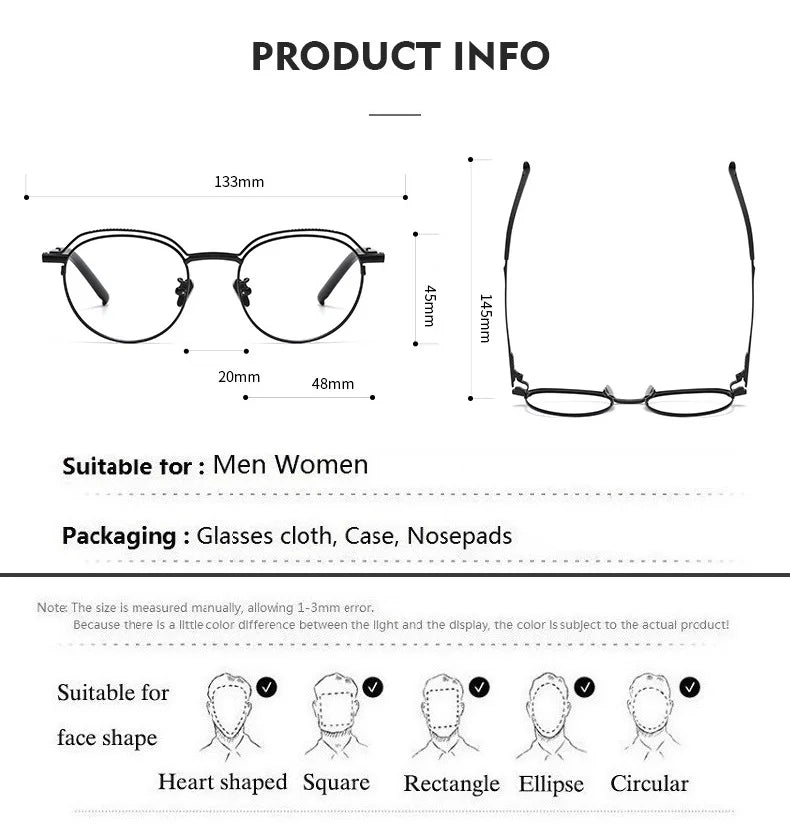 Aimee Women's Full Rim Oval Round Titanium Eyeglasses Frame 19511 - Lightweight & Durable for Work, Reading & Fashion