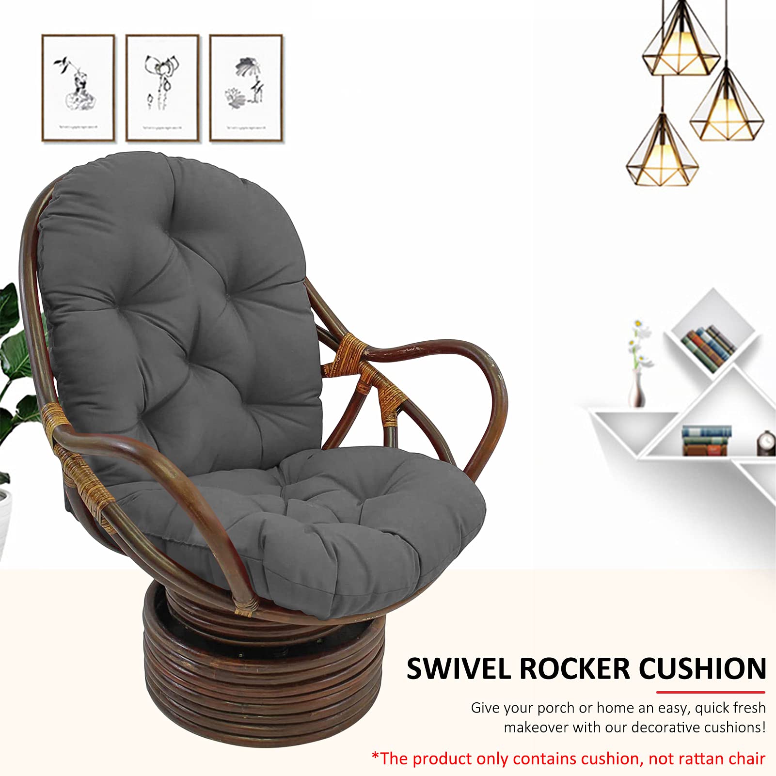 Premium Swivel Rocker Cushion - Thickened Outdoor Rocking Chair Pad for Garden, Hammock & Papasan Chairs - Comfortable Beige Seat Cushion for Patio, Porch & Relaxation