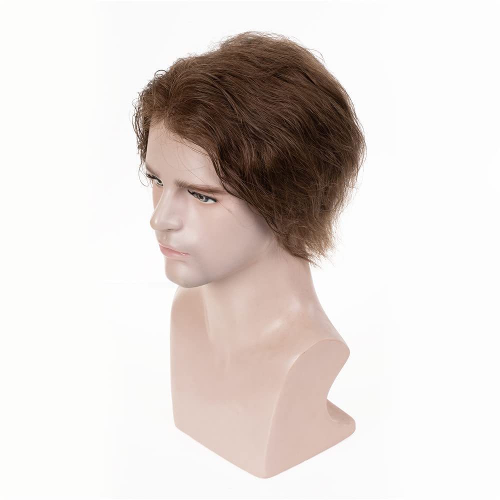 Premium French Lace Toupee for Men - 100% European Human Hair Replacement System with Soft Thin Lace Base - Natural Blonde #6 Hairpiece - Perfect for Daily Wear, Special Occasions & Hair Loss Solutions