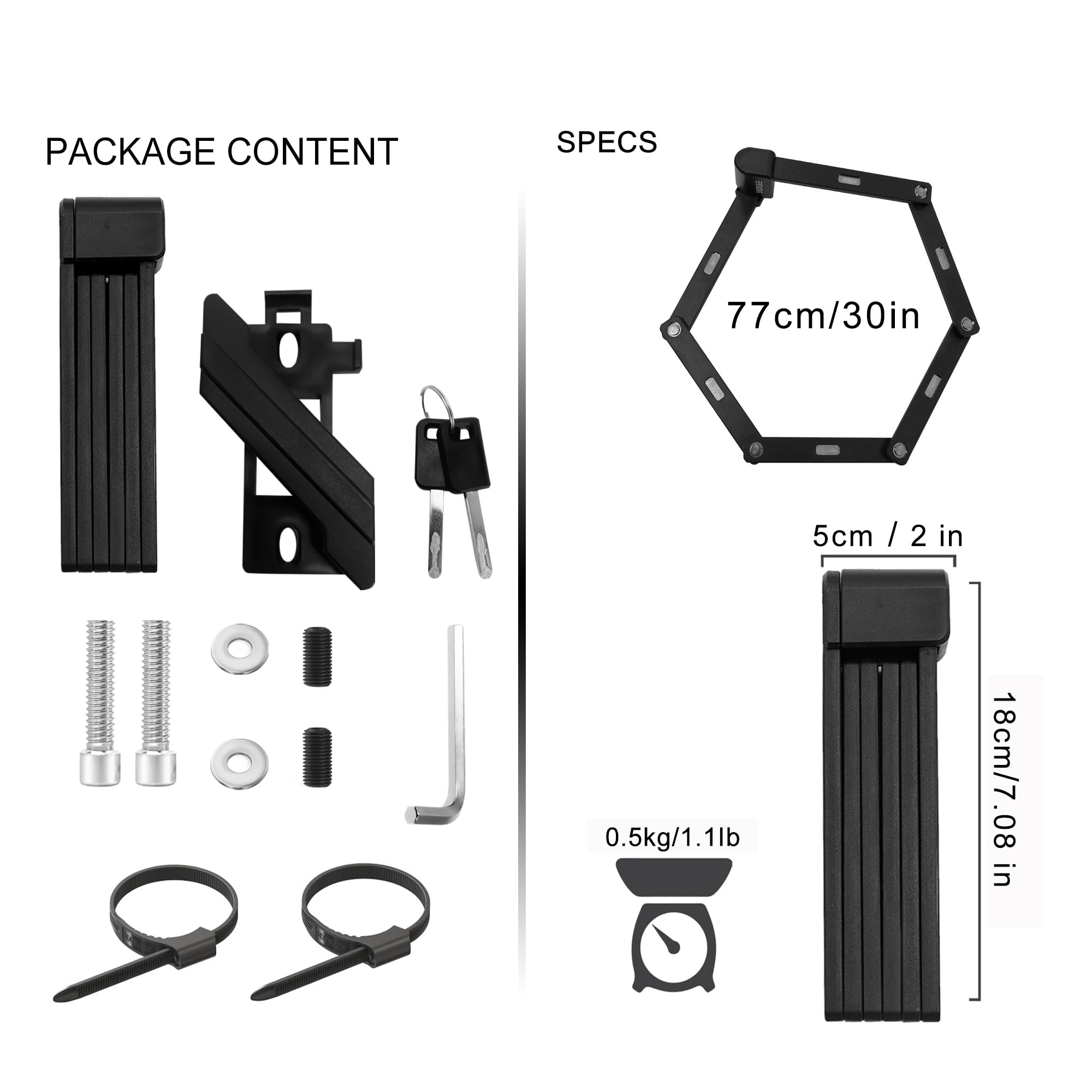 Heavy Duty Folding Bike Lock with Key - Compact High Security Foldable Bicycle Lock for Road Bikes, Mountain Bikes, Ebikes, Motorcycles & Electric Scooters - Perfect for Commuting, Travel & Outdoor Adventures