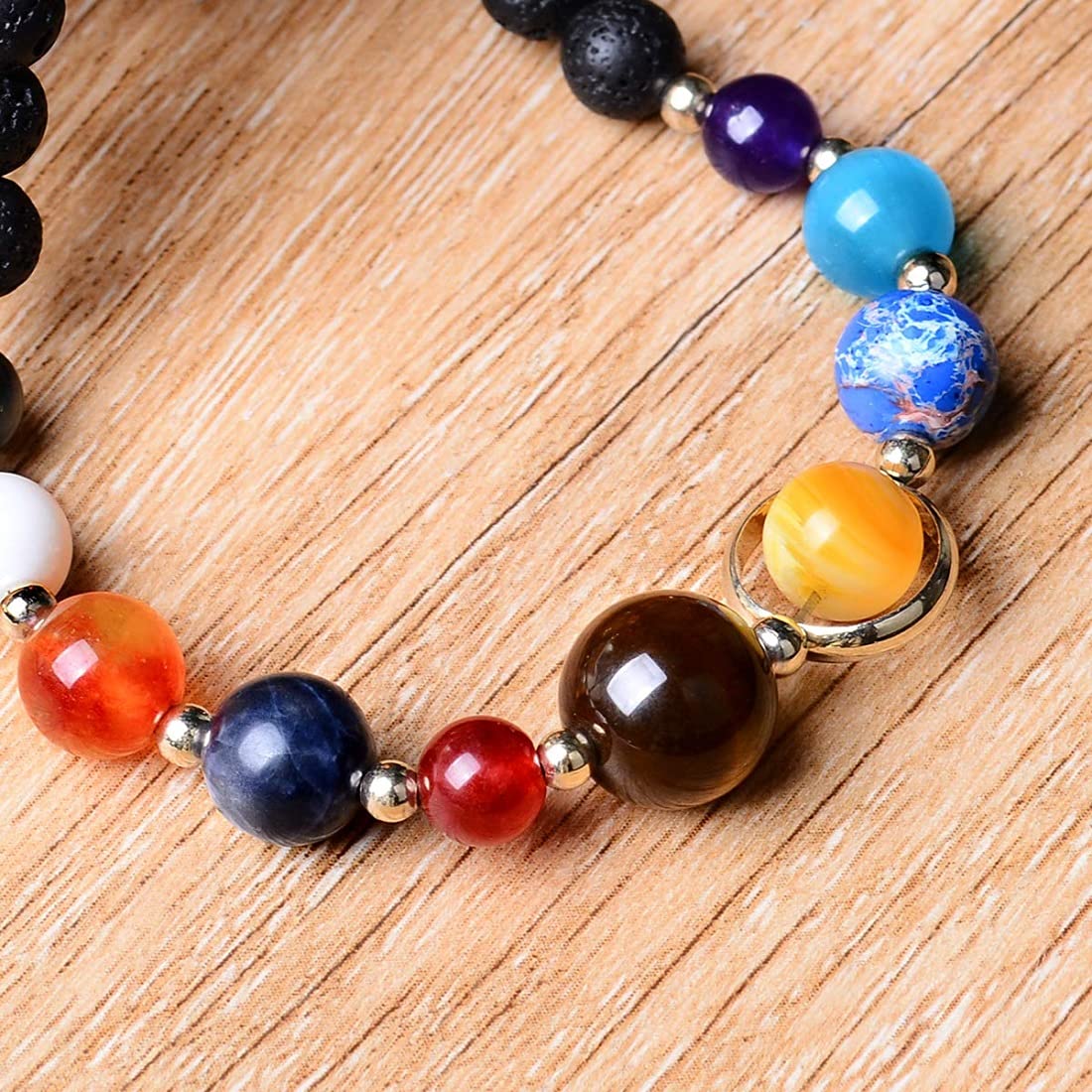 Solar System Bracelet - Universe Galaxy Bracelet with 8 Planets & Lava Rock - Stretch Yoga Chakra Bracelet for Men & Women - Aromatherapy Essential Oil Diffuser - Perfect for Meditation, Yoga & Spiritual Healing