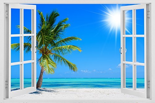 3D White Window Frame Wall Decal - 33.5