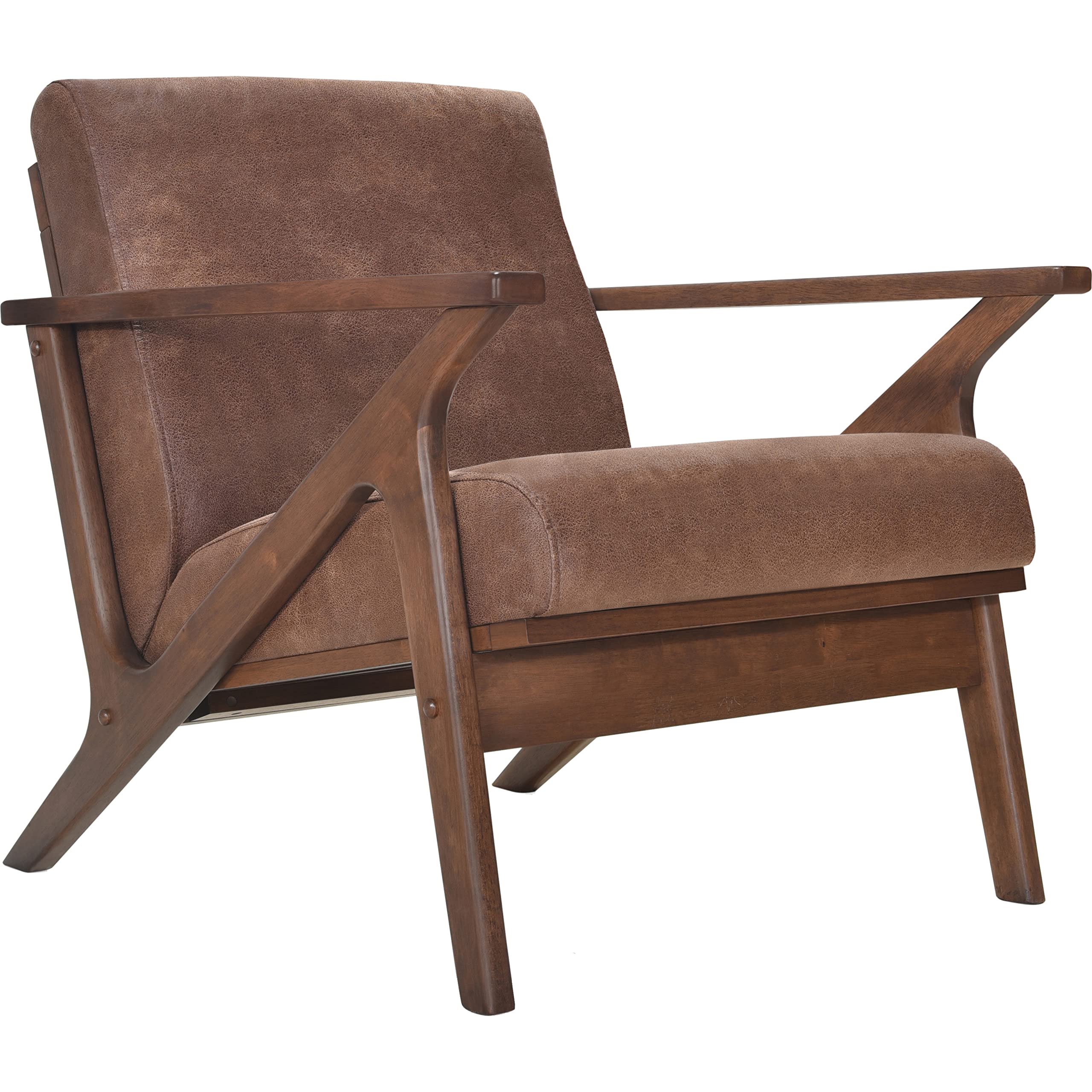 Mid Century Modern Accent Chair - Solid Wood Frame Armchair in Mocha/Walnut - Stylish Living Room, Bedroom & Reading Chair for Home Decor - Perfect for Relaxing, Entertaining & Small Spaces