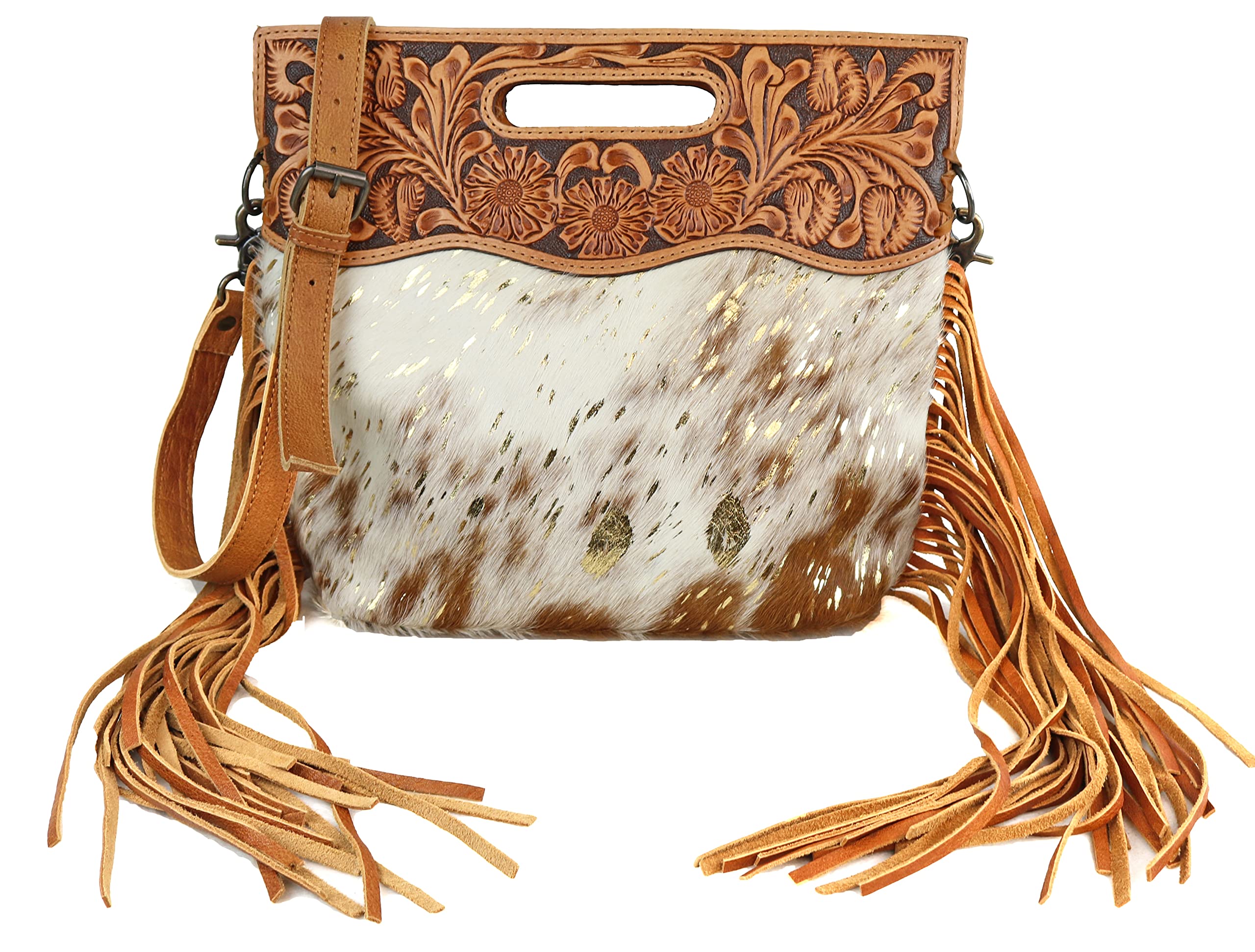 American Darling Genuine Leather Fringe Crossbody Purse for Women - Boho Chic Handbag for Casual Outings, Music Festivals & Everyday Use