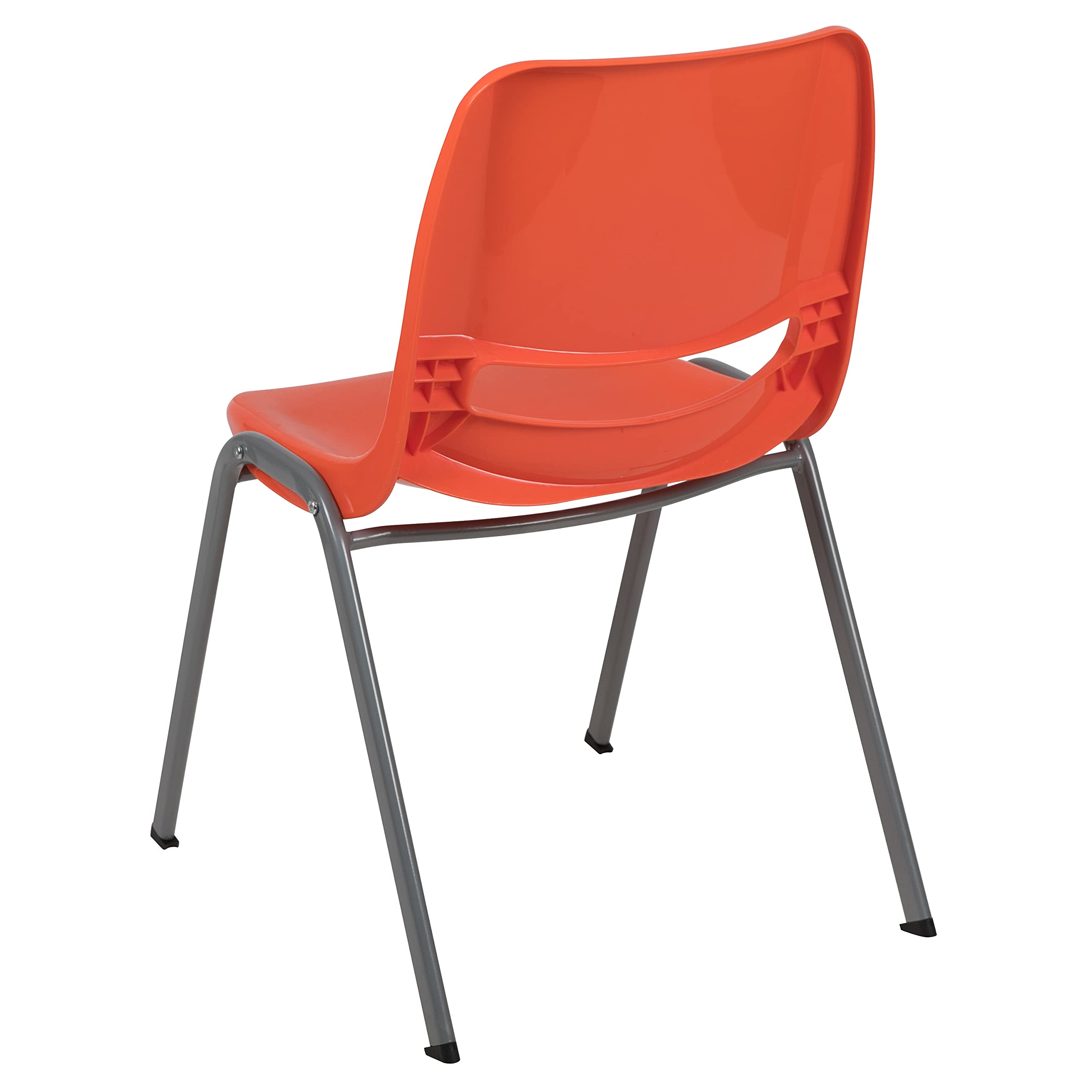Emma & Oliver Orange Ergonomic Shell Stackable Chair - Comfortable Student Chair for Classroom, Office Guest Chair - Perfect for Schools, Libraries, and Waiting Areas