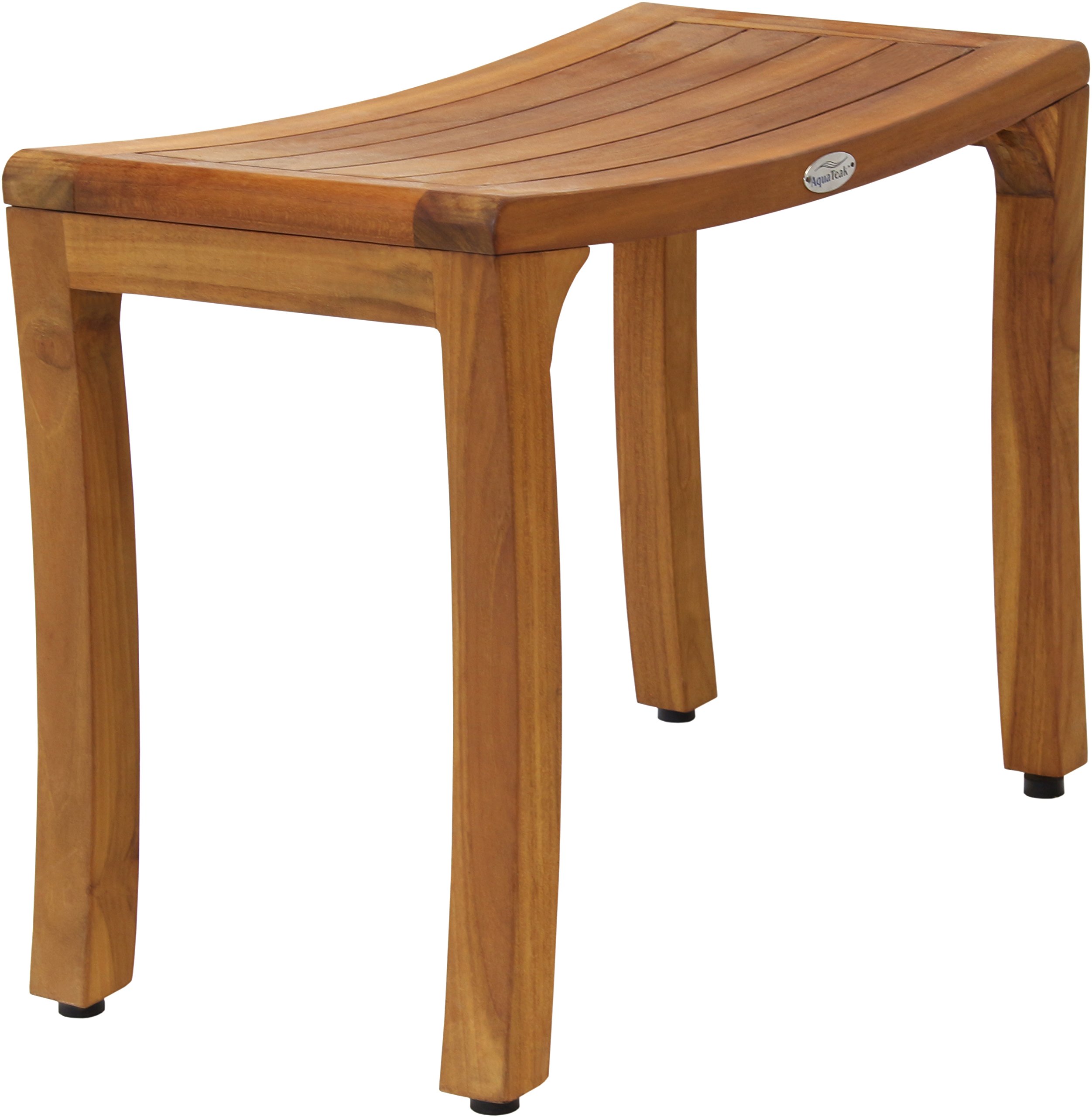 AquaTeak Asia Curve Teak Shower Bench 24 Inch - Premium Brown Teak Wood Bath Seat for Elderly & Disabled - Non-Slip Shower Stool for Bathroom Safety & Comfort - Perfect for Spa, Bathing, and Relaxation