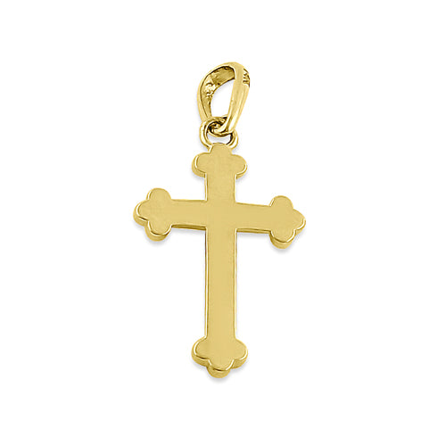 14K Yellow Gold Vintage Cross CZ Pendant Necklace for Women - Elegant Religious Jewelry Gift for Christmas, Baptism & Special Occasions