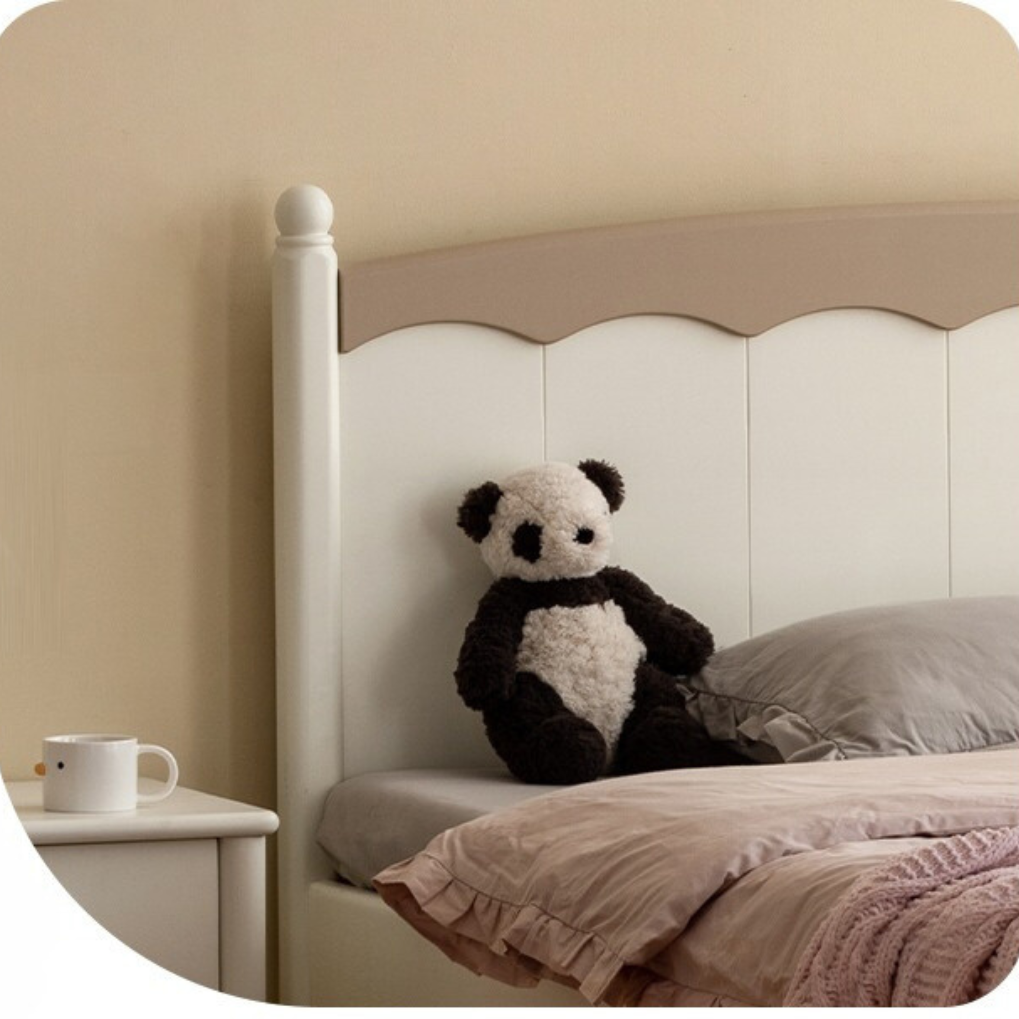 Modern Poplar Solid Wood Kids Bed - Sturdy, Safe & Eco-Friendly for Boys & Girls Bedroom, Nursery or Guest Room