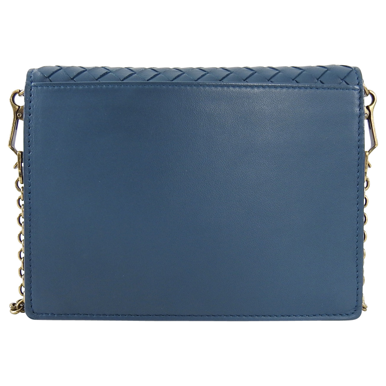 Bottega Veneta Teal Intrecciato Leather Small Wallet on Chain Crossbody Bag for Women | Luxury Designer Wristlet Clutch with Strap | Perfect for Evening Out, Party & Travel