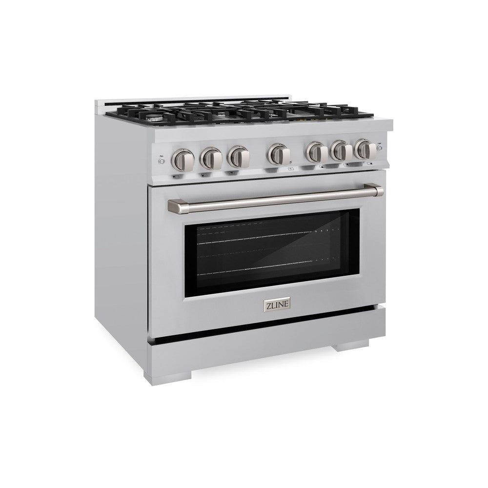 ZLINE 36-Inch 5.2 cu.ft Stainless Steel Dual Fuel Range - 6 Burner Gas Cooktop & Electric Convection Oven (HDR36) | Perfect for Professional Home Chefs & Modern Kitchens