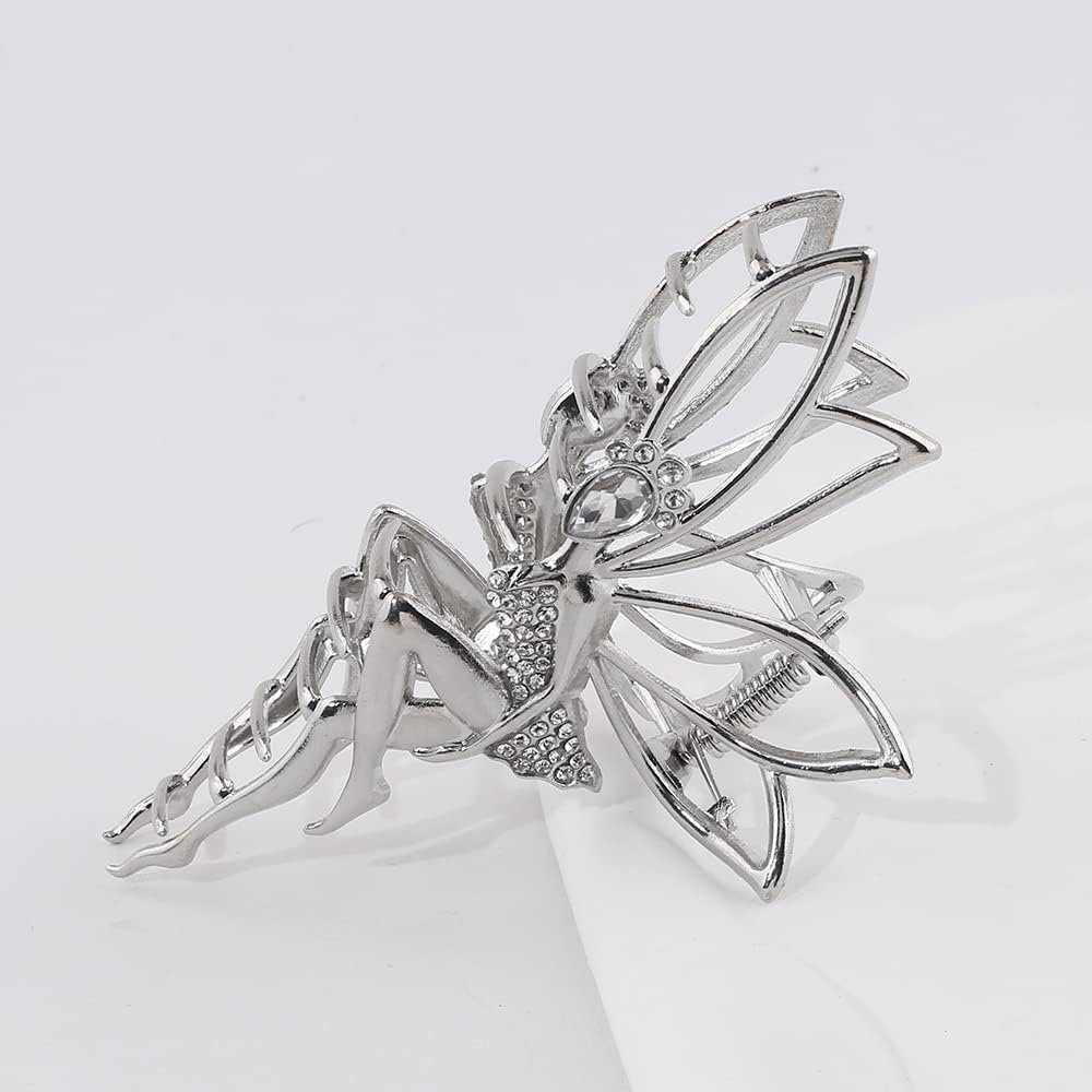INHEAVEN Silver Metal Hair Clips for Women - Non-Slip Jumbo Hair Claw Clips (Type A) - Perfect for Thick Hair, Updos, Ponytails & Everyday Styling