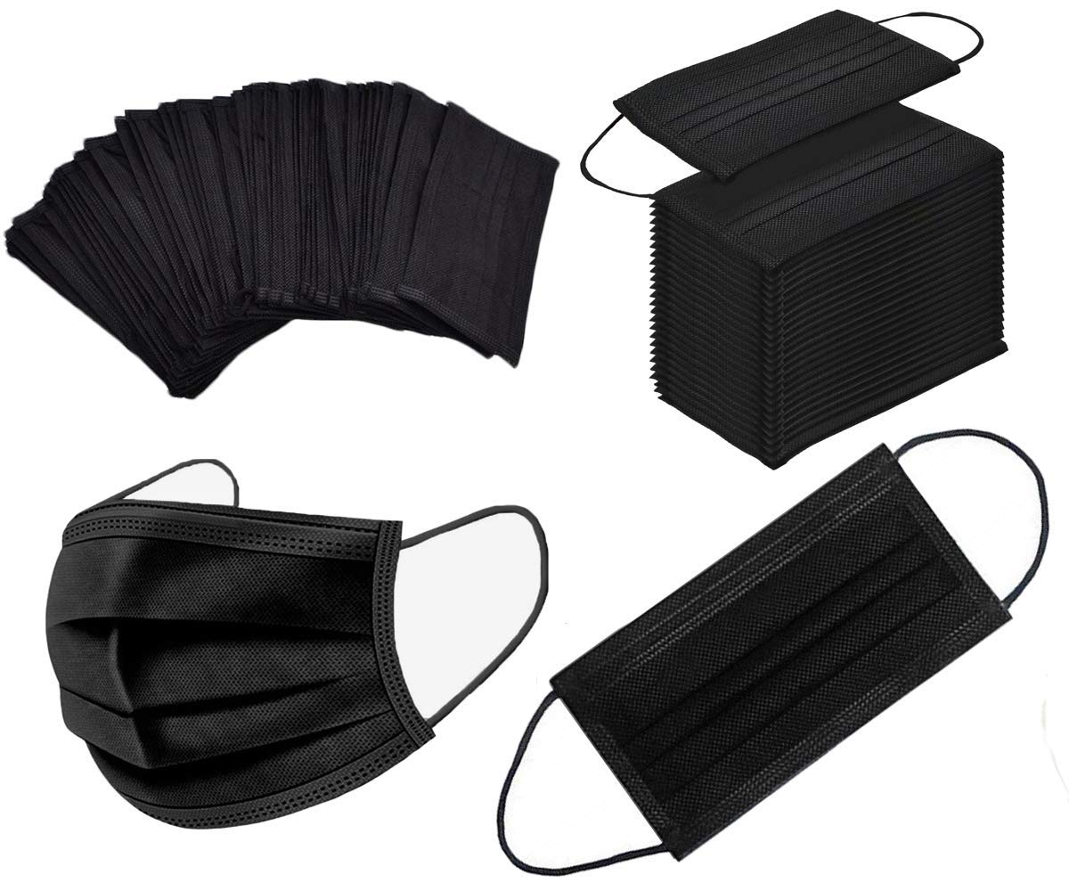 2000 Pack Black Disposable Face Masks - 3 Ply Protective Face Cover for Women & Men - Breathable for Outdoor, School & Work - Bulk Pack (2000 Count, Black) - Ideal for Daily Commute, Shopping & Public Safety