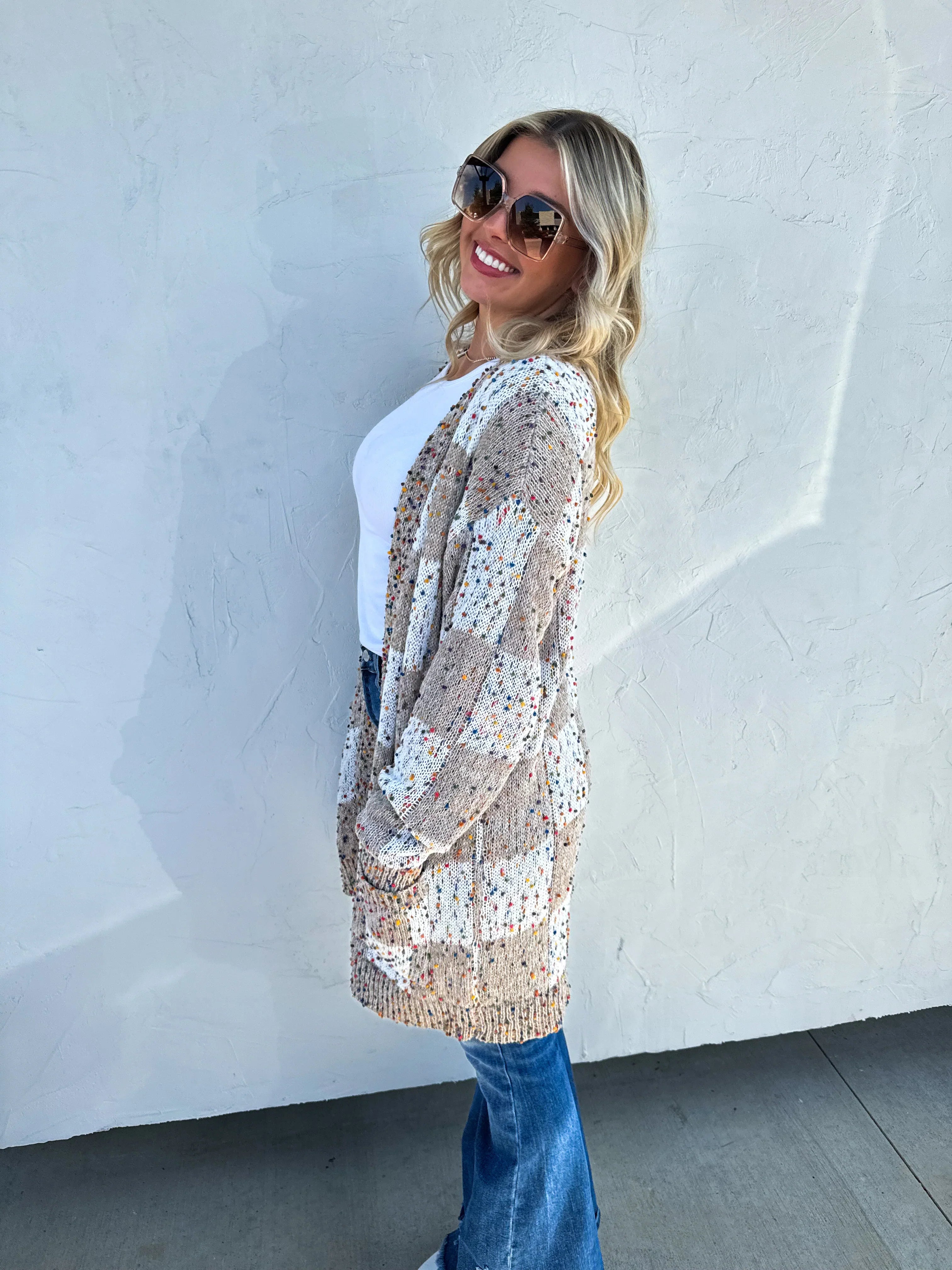 PREORDER: Stylish Checkered Miley Dot Cardigan for Women - 4 Trendy Colors | Perfect for Casual Outfits, Office Wear & Cozy Evenings