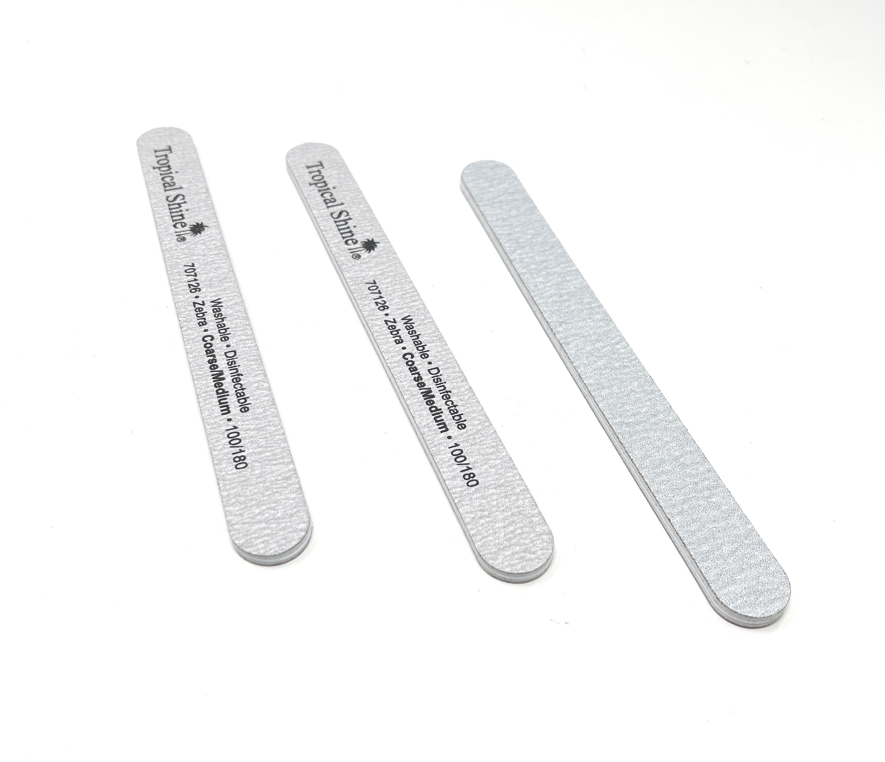 Premium Zebra Print Nail Files - 100/180 Grit Dual Sided Emery Boards with Cushion for Salon & Home Use - Washable & Disinfectable (3 Pack) - Perfect for Manicures, Pedicures, and Nail Care Routines