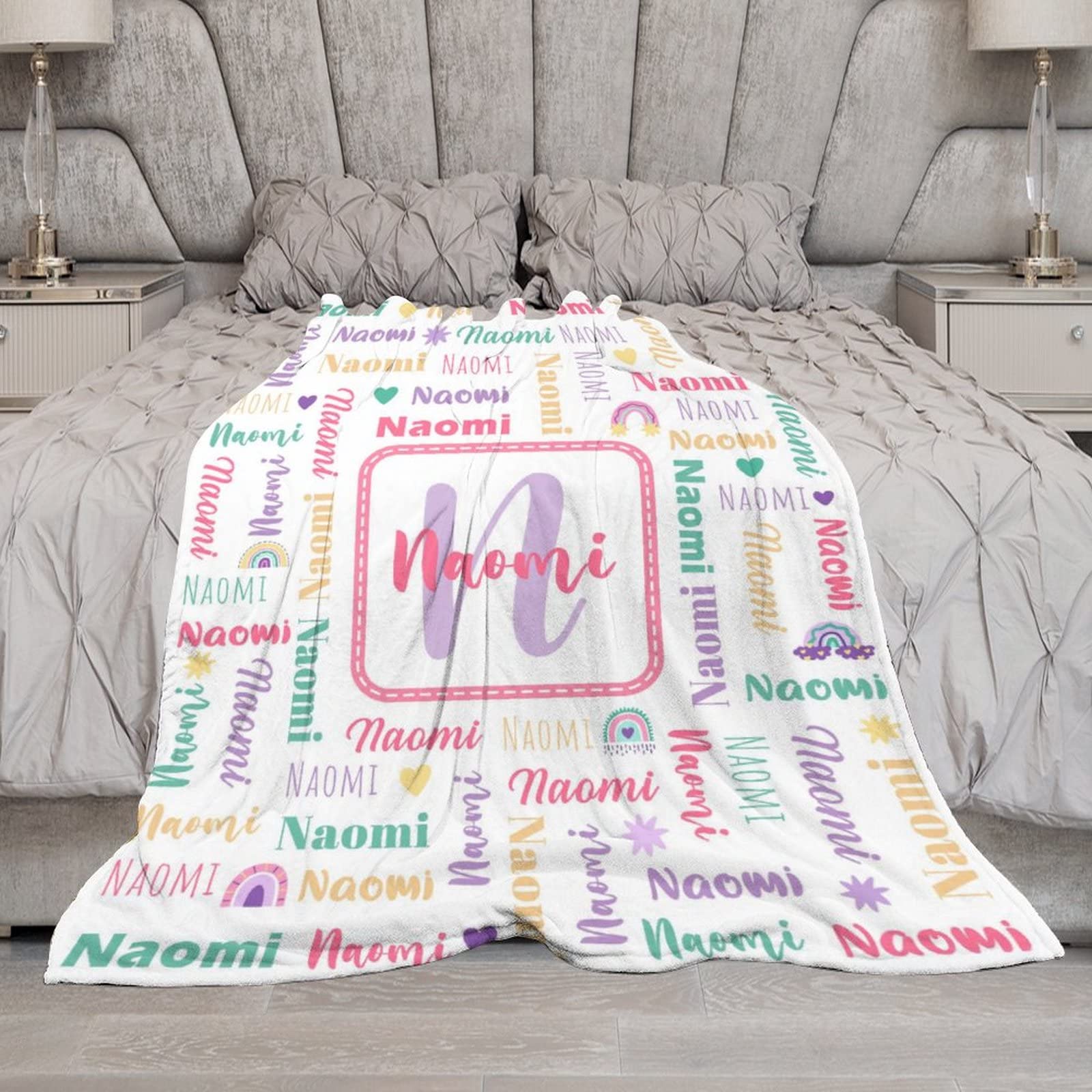 Personalized Baby Blankets for Boys & Girls - Custom Name Throw Blankets for Kids & Adults - 30