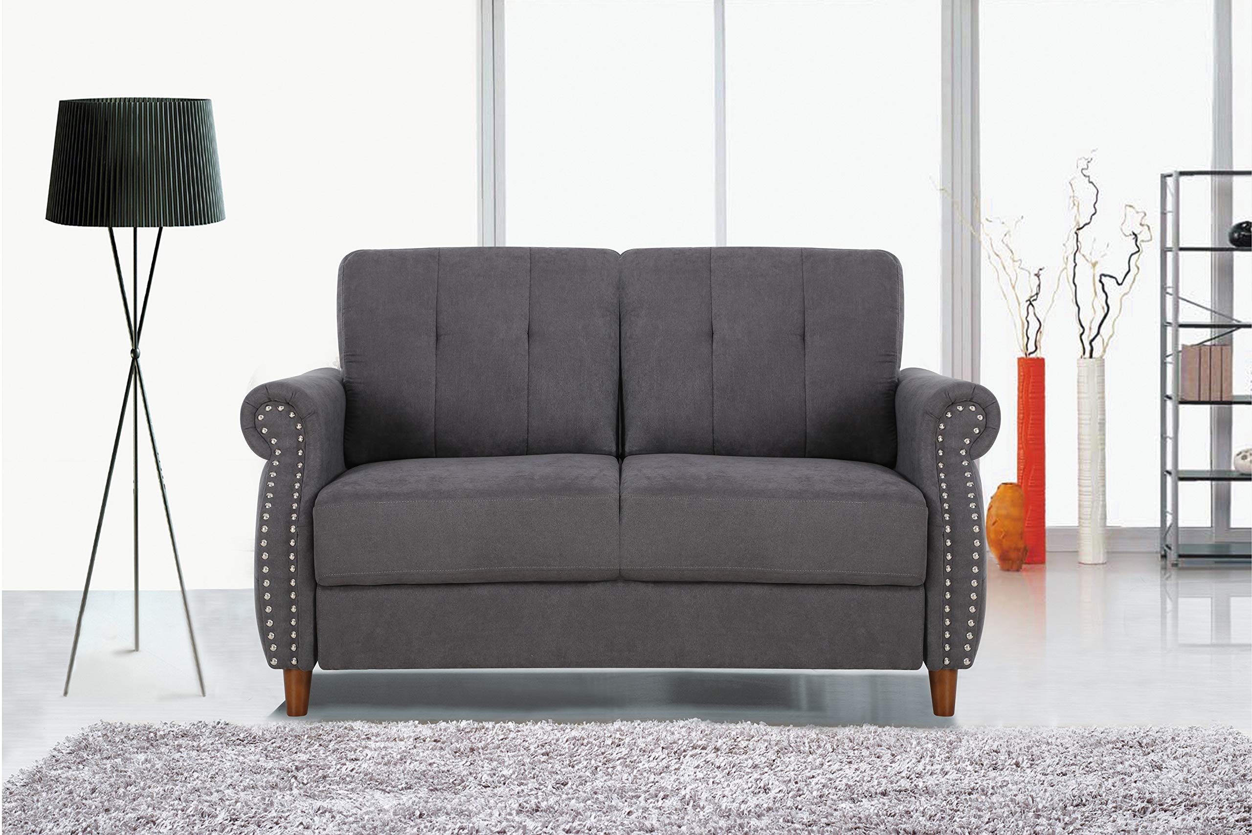 Stylish Grey Loveseat for Small Spaces - US Pride Furniture Two-Seater Sofa | Perfect for Apartments, Living Rooms & Cozy Corners
