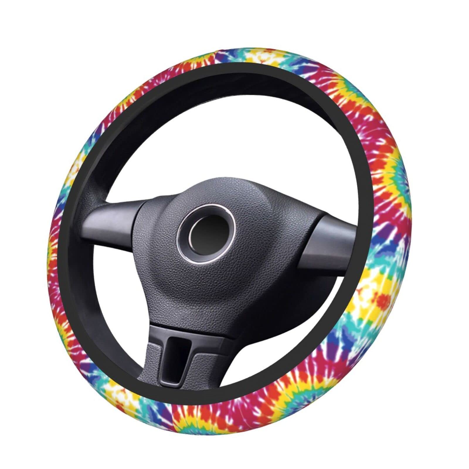 Delerain Tie Dye Steering Wheel Cover - Anti-Slip Elastic Car Accessory - Universal 15 Inch Wheel Protector for Men & Women - Perfect for Road Trips, Daily Commutes & Car Customization