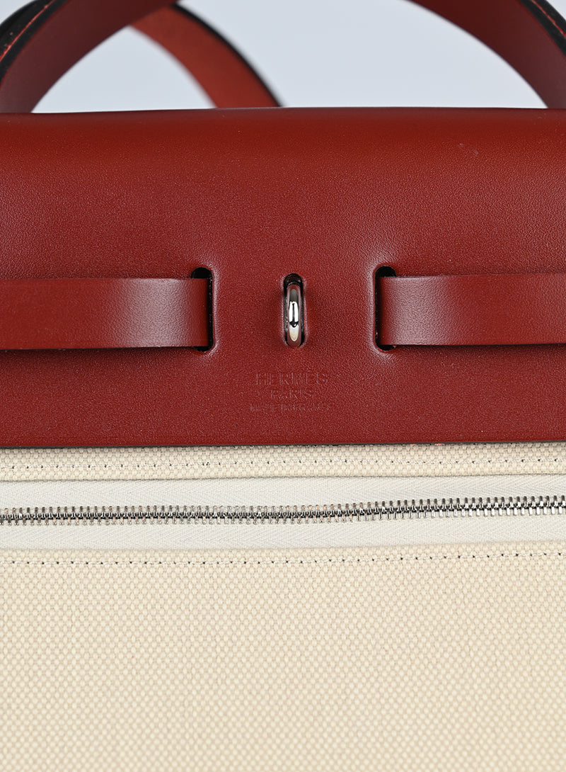Hermès Herbag 29 Shoulder Bag - Beige & Brick Leather Crossbody Bag for Women | Luxury Handbag for Work, Travel & Everyday Use
