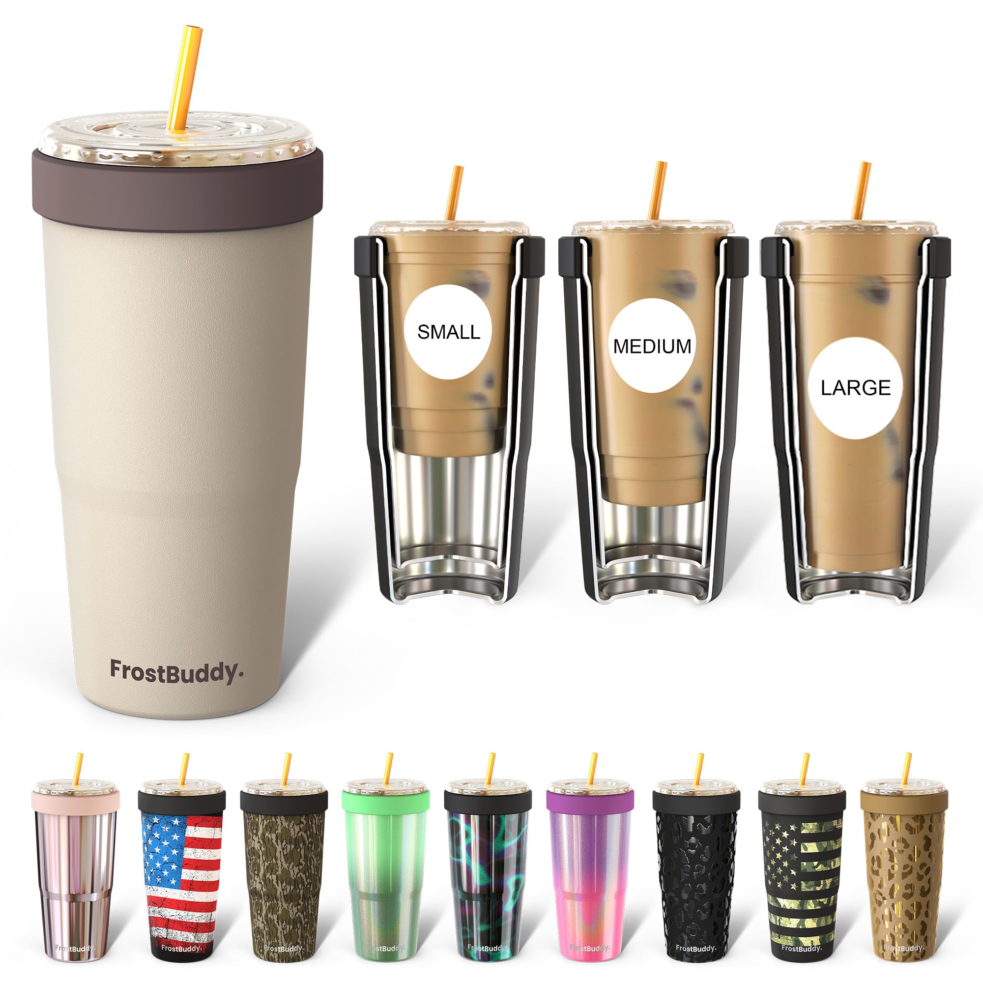Frostbuddy 30 oz Stainless Steel Vacuum Insulated Tumbler Cup - Double Wall Insulated Travel Mug for Hot & Cold Drinks - Leak Proof Coffee Thermos with Straw - Perfect for Coffee, Tea, Iced Beverages - Ideal for Office, Commuting, Camping & Outdoor Activities (Chocolate Balls)