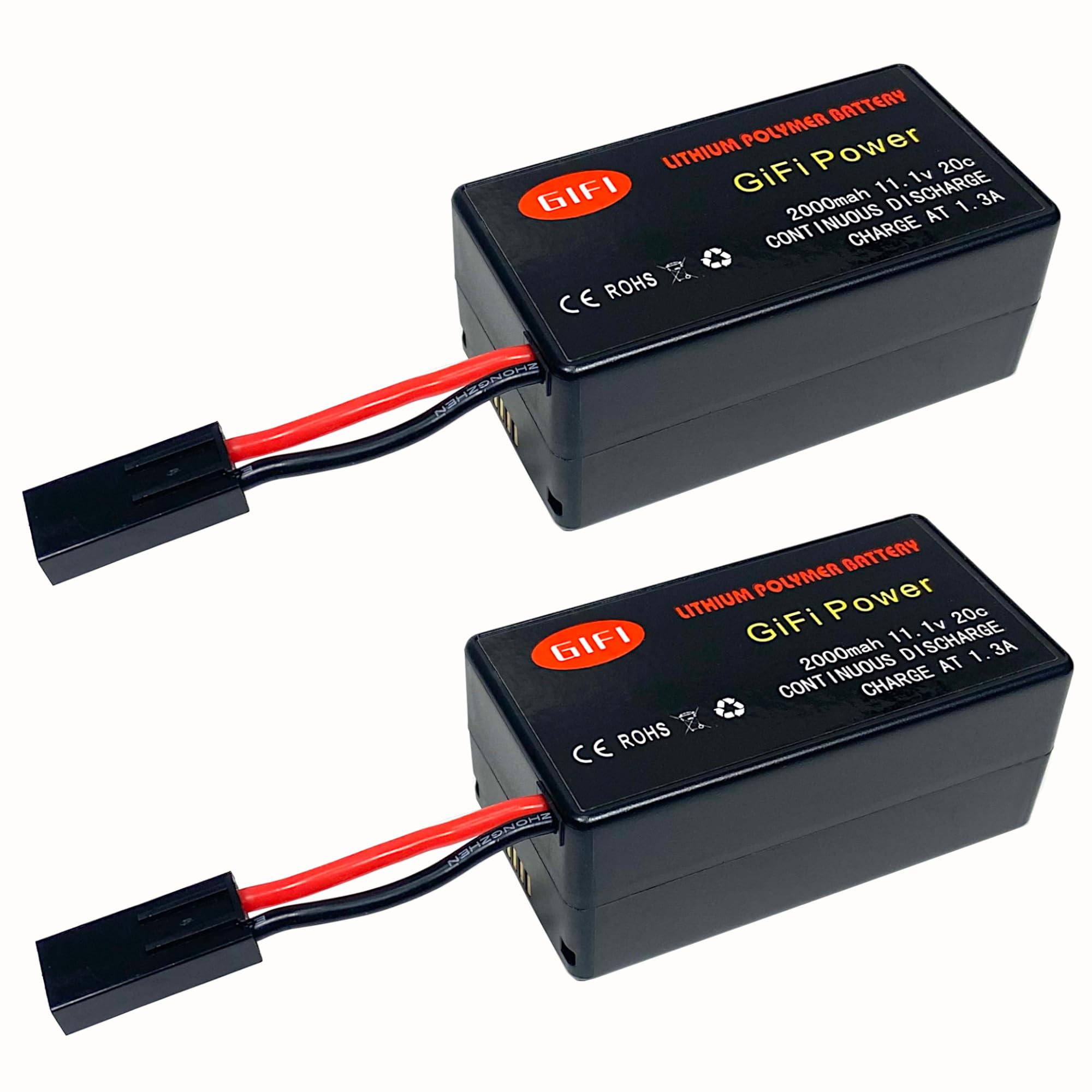 MaximalPower Gifi 2000mAh LiPo Battery & Charger Set for Parrot AR.Drone 2.0 & 1.0 Quadcopter - 2 Pack High Capacity Replacement Batteries for Extended Flight Time - Perfect for Aerial Photography, Drone Racing and Outdoor Adventures